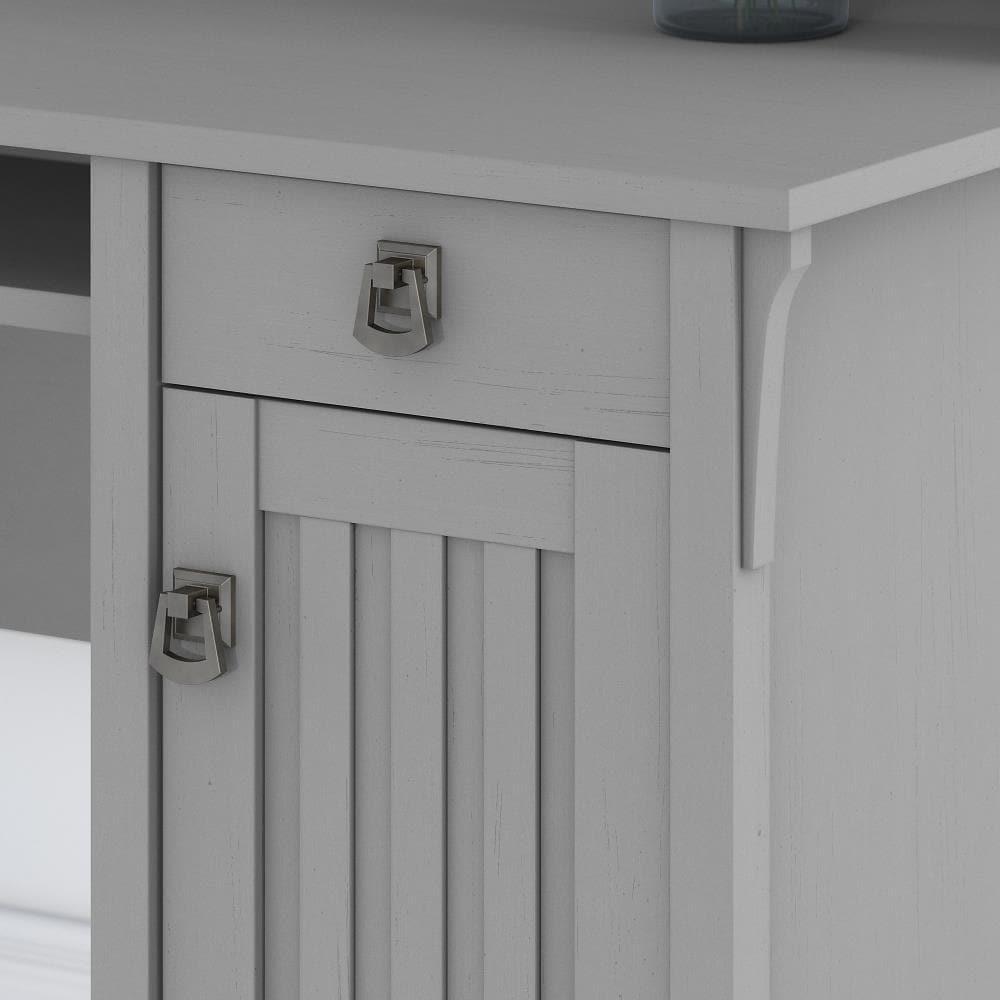 Salinas L Shaped Desk with Storage Gray - Bush Furniture: Mission Style, Home Office Furniture, Adjustable Shelf