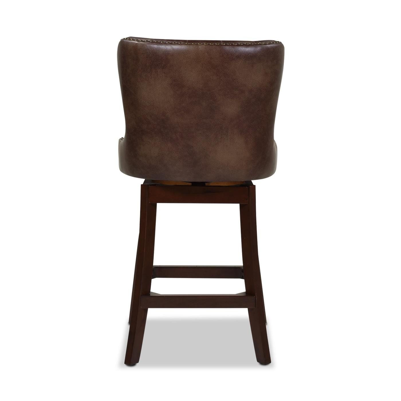 Holmes Tufted High-Back 360 Swivel Counter-Height Barstool Mid Brown