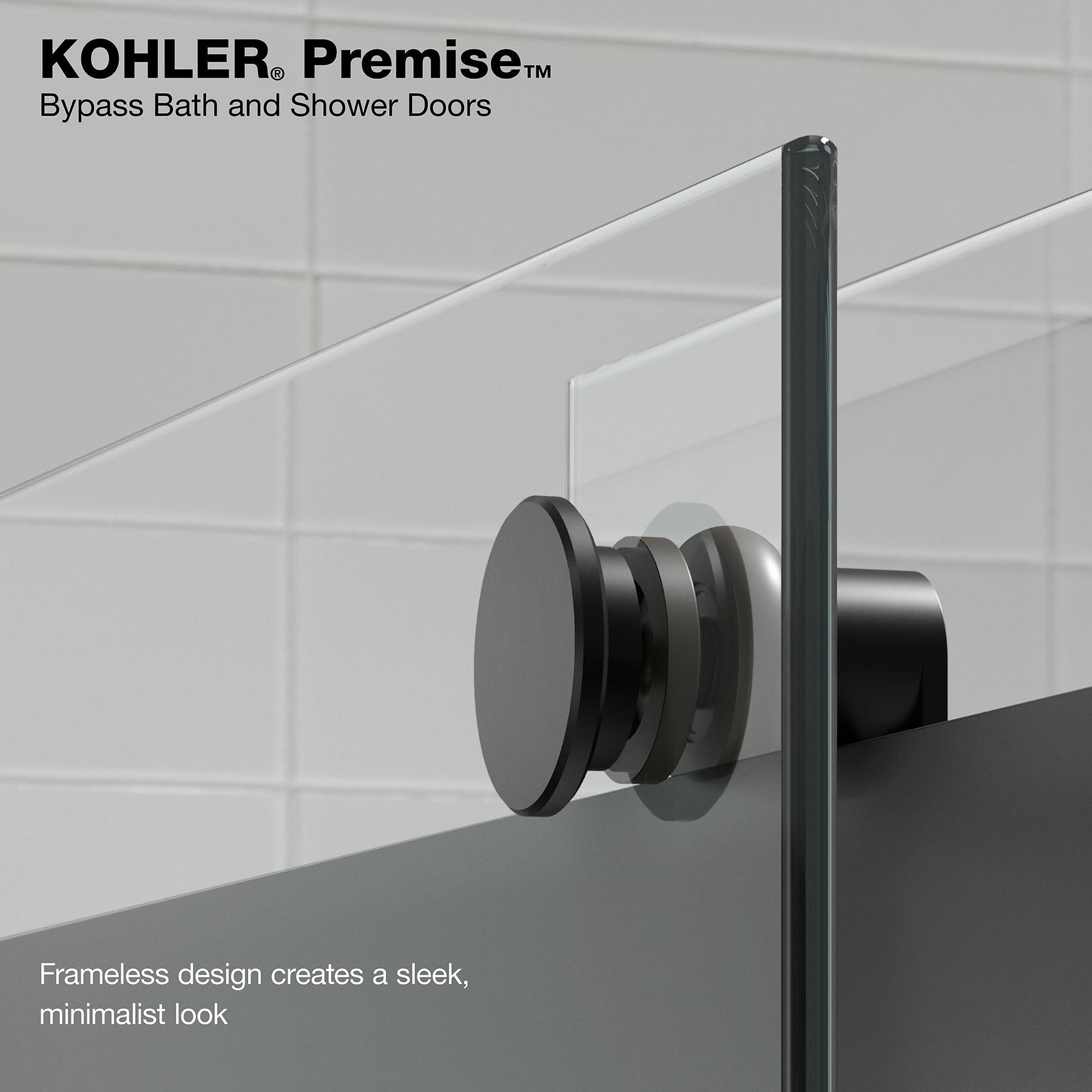 Levity Plus Less Sliding Bath Door, 61-9/16 In. H X 56-5/8 - 59-5/8 In. W, With 5/16 In.-Thick Crystal Clear Glass