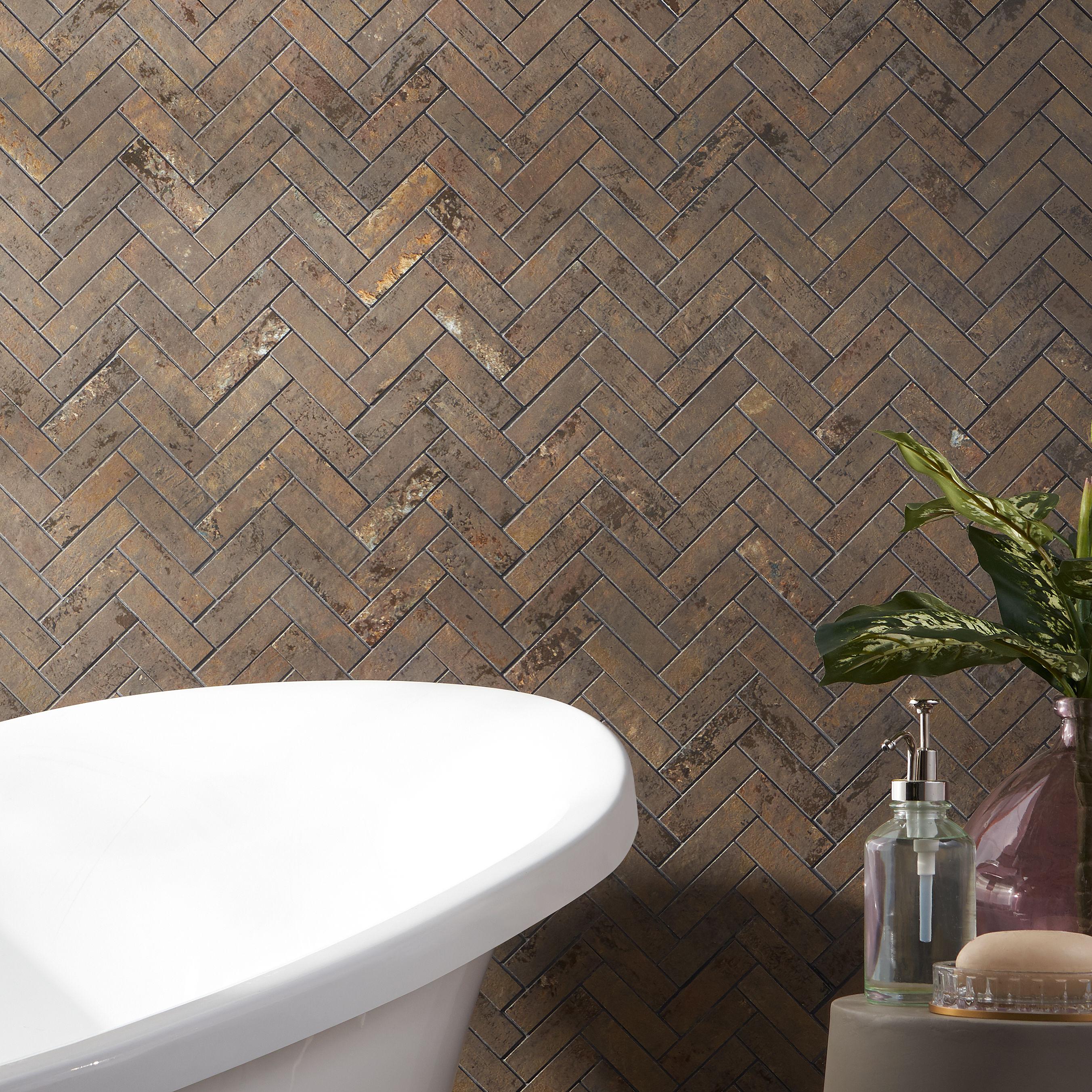 Bond Tile Ravina 10.03 in. x 10.62 in. Matte Porcelain Floor & Wall Herringbone Mosaic Tile (0.75 Sq.Ft. / Each)