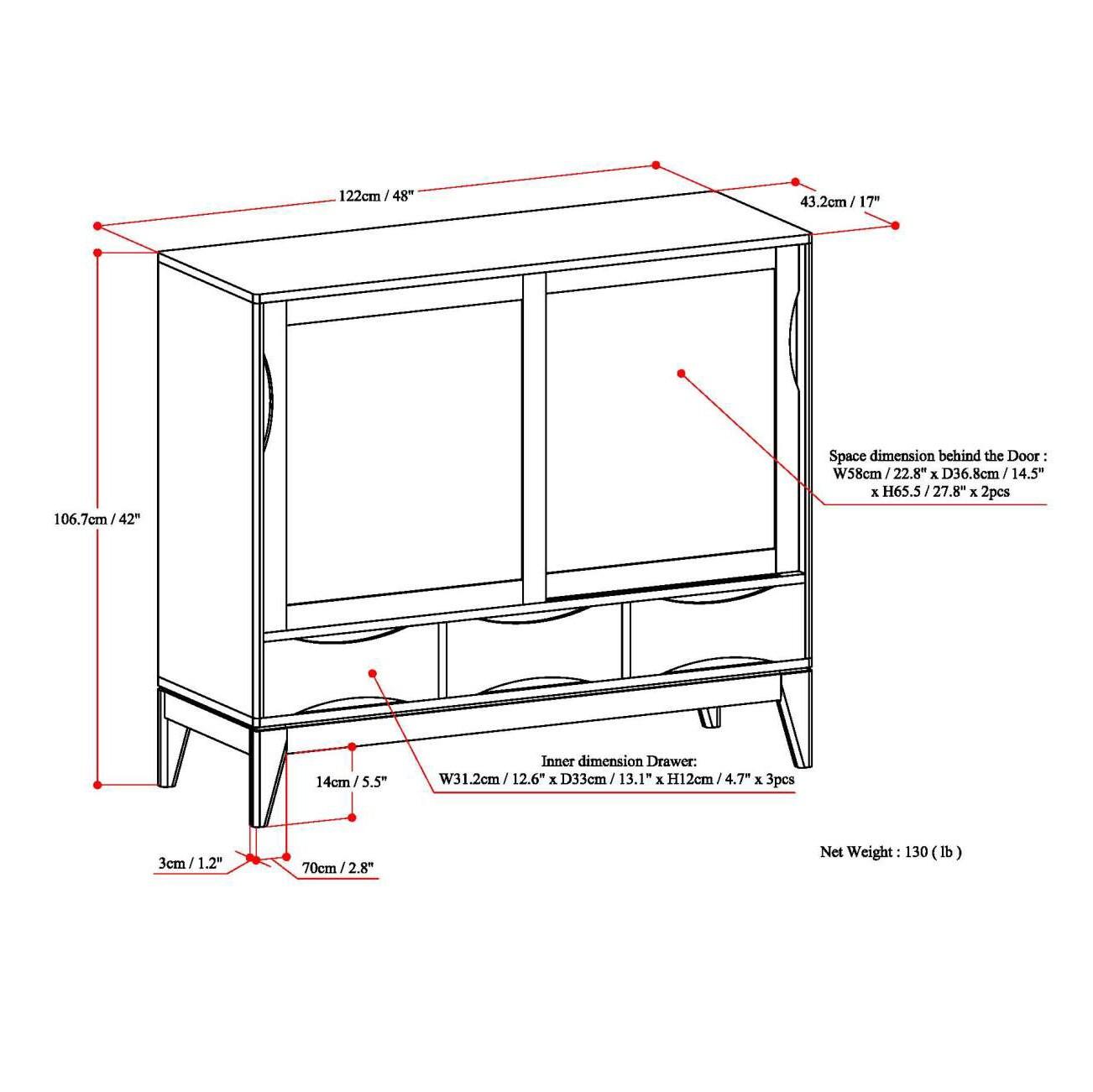 Harper Solid Wood Accent Cabinet