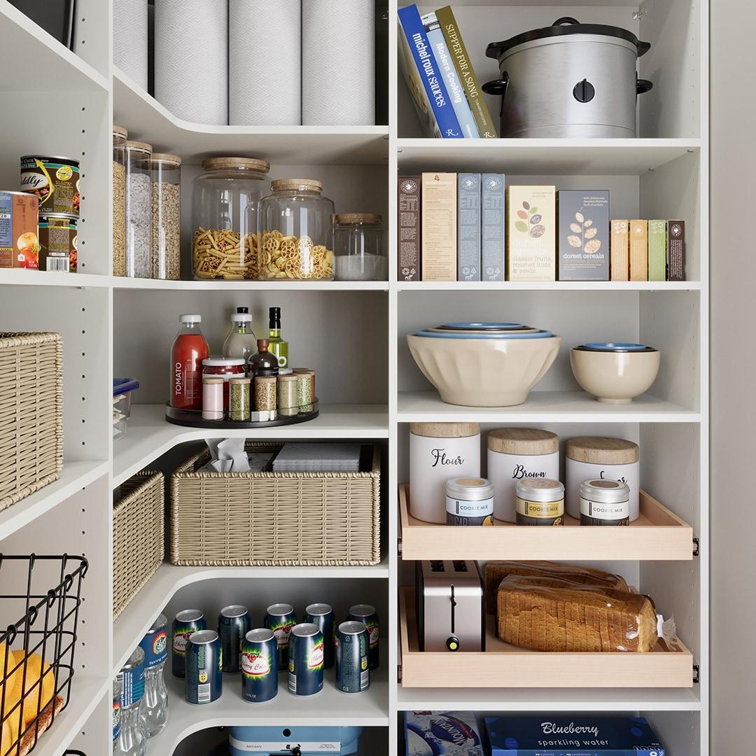 55 in. W White Wood Pantry Corner System