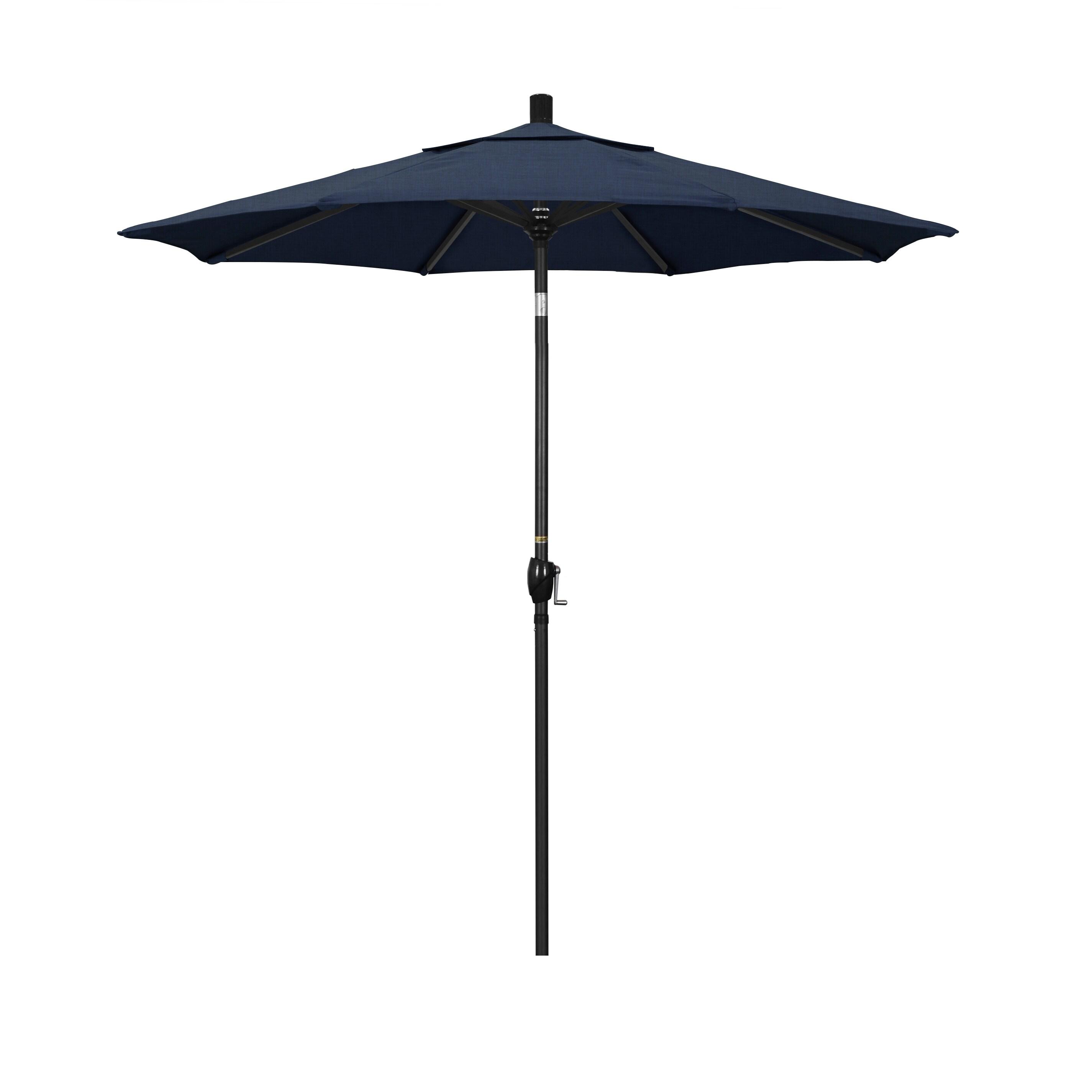 7.5 ft. Black Aluminum Market Patio Umbrella with Indigo Canopy