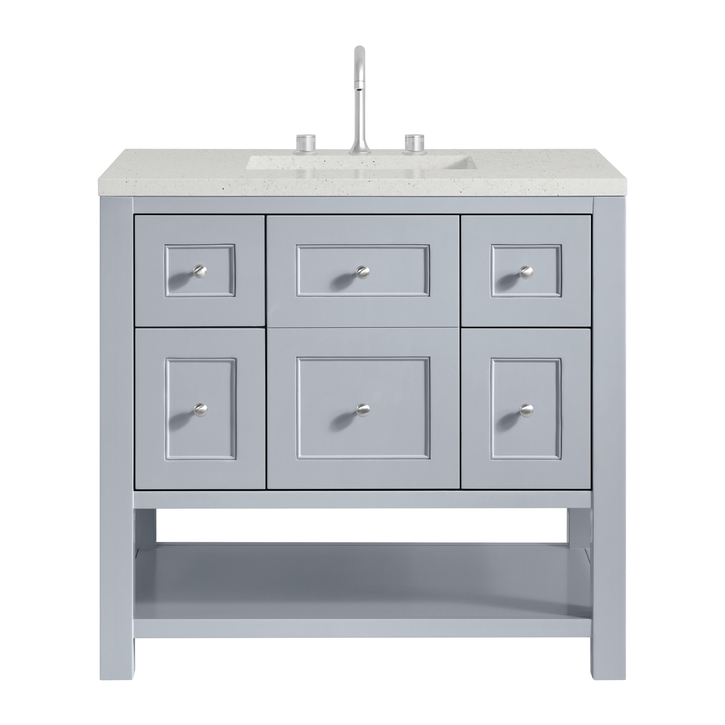 James Martin Vanities 330-V36-SRB-3LDL 36 in. Breckenridge Single Vanity with 3 cm Lime Delight Quartz Top, Serenity Blue