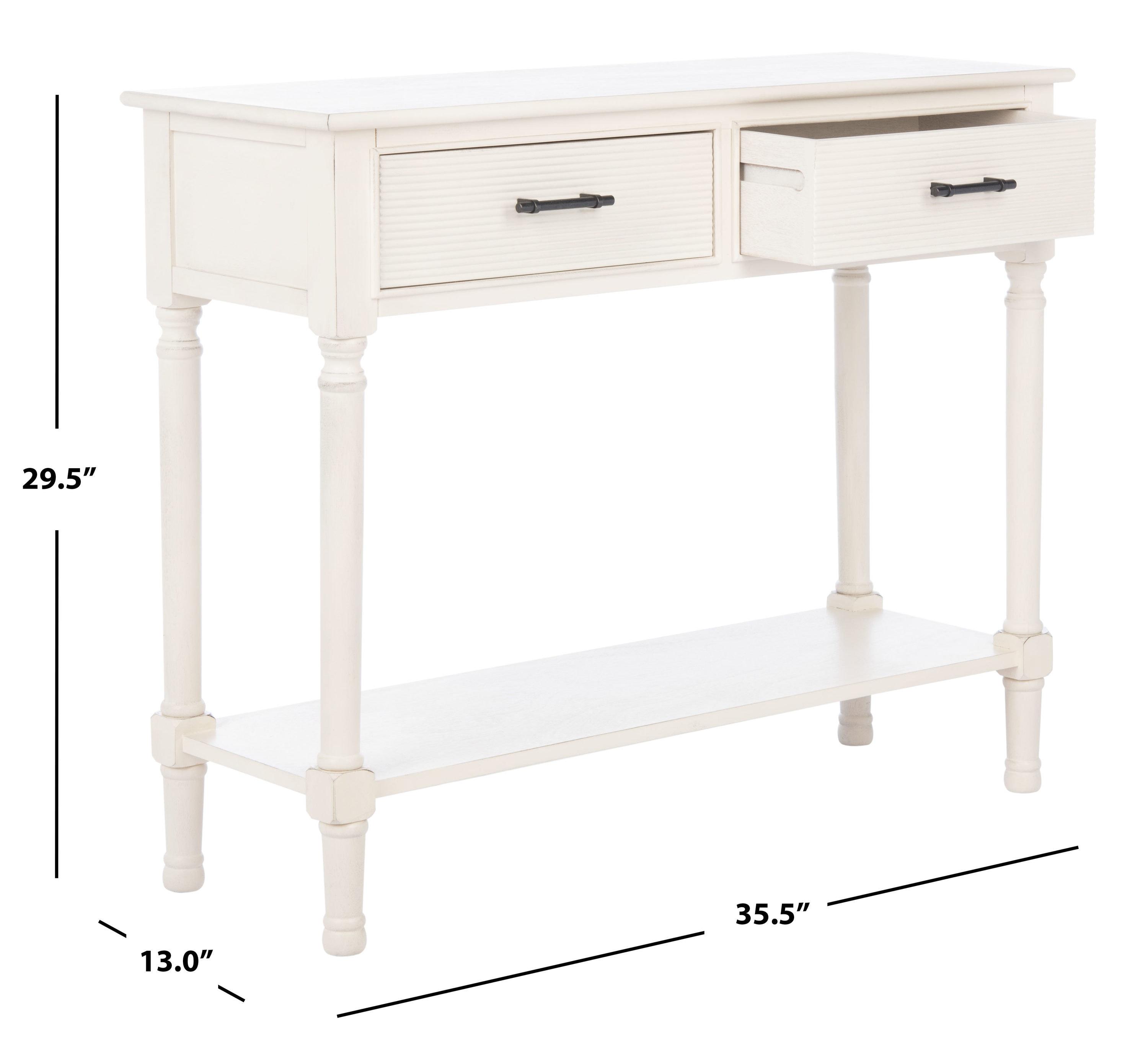 SAFAVIEH Ryder Solid 2 Drawer Console Table, Distressed White