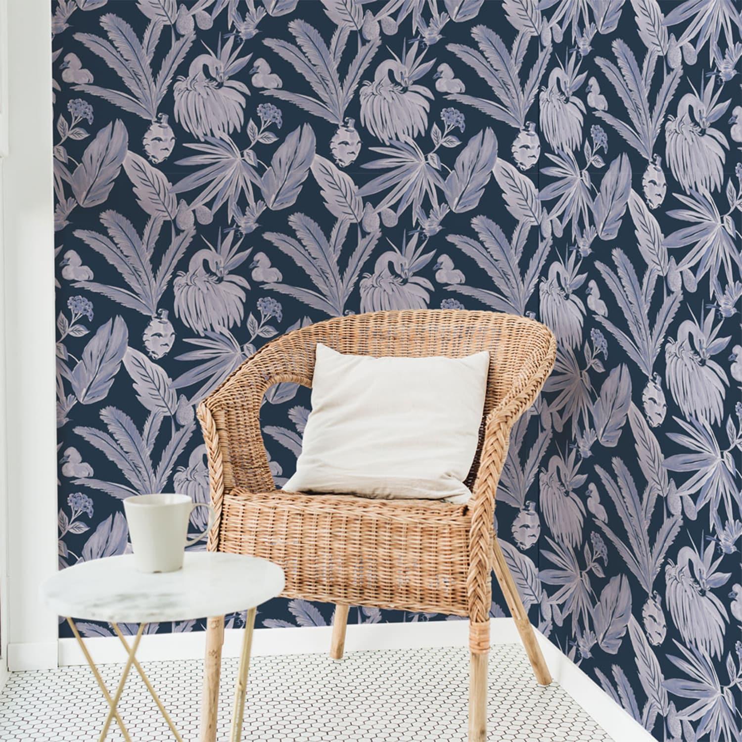 Tempaper & Co.® x She She Flamingo Salinas Removable Peel and Stick Wallpaper, Sea, 28 sq. ft.: Vinyl, Self-Adhesive, Botanical Pattern