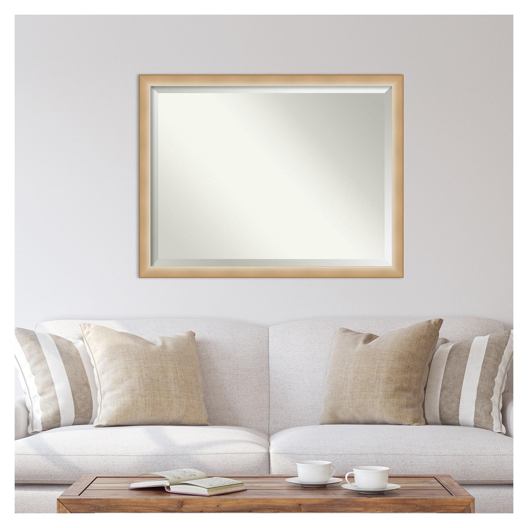 Amanti Art Wall Mounted Framed Vanity Mirror, Glass Size 40x30, Eva Ambre Gold