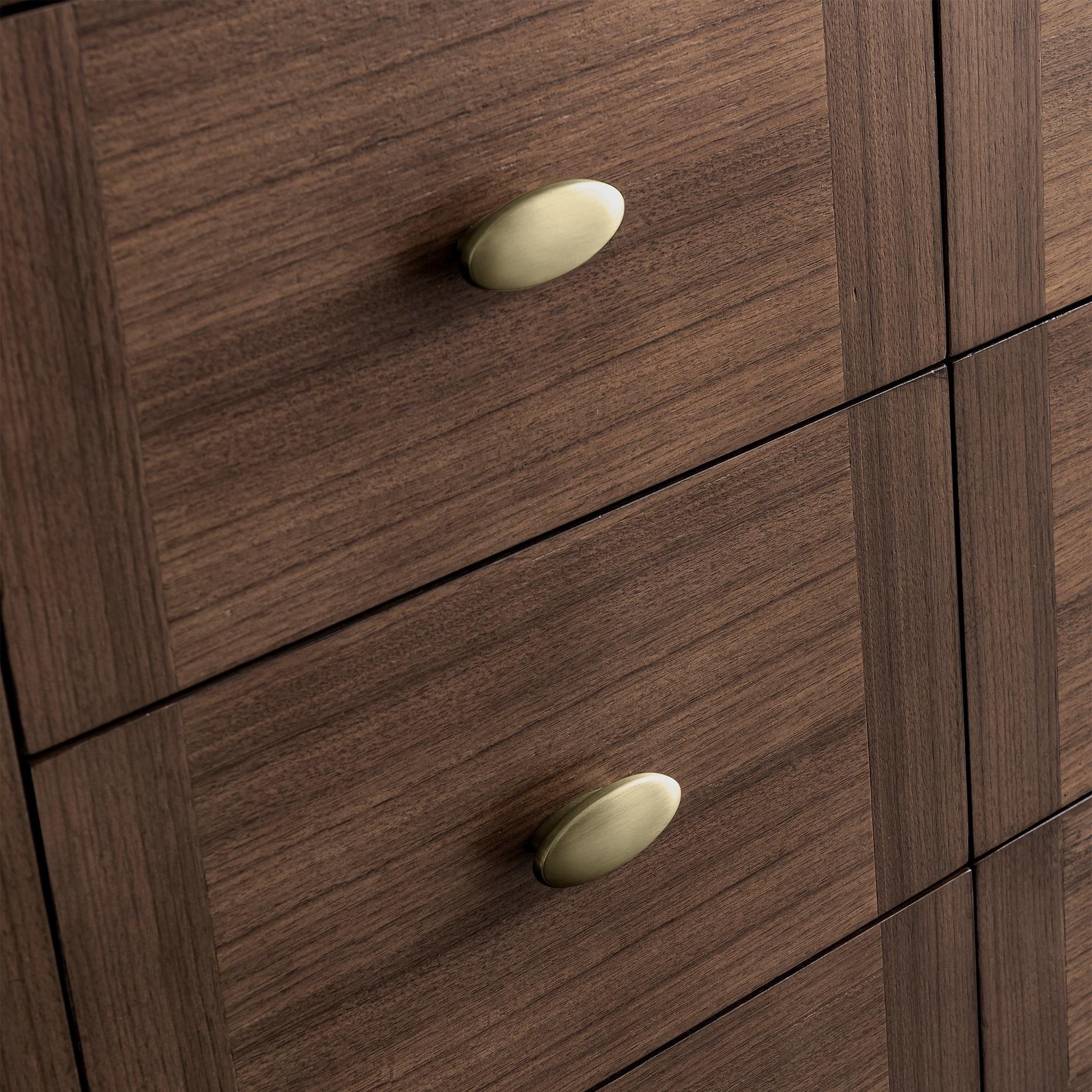 Amberly 60" Walnut Double Vanity Base with Brass Knobs