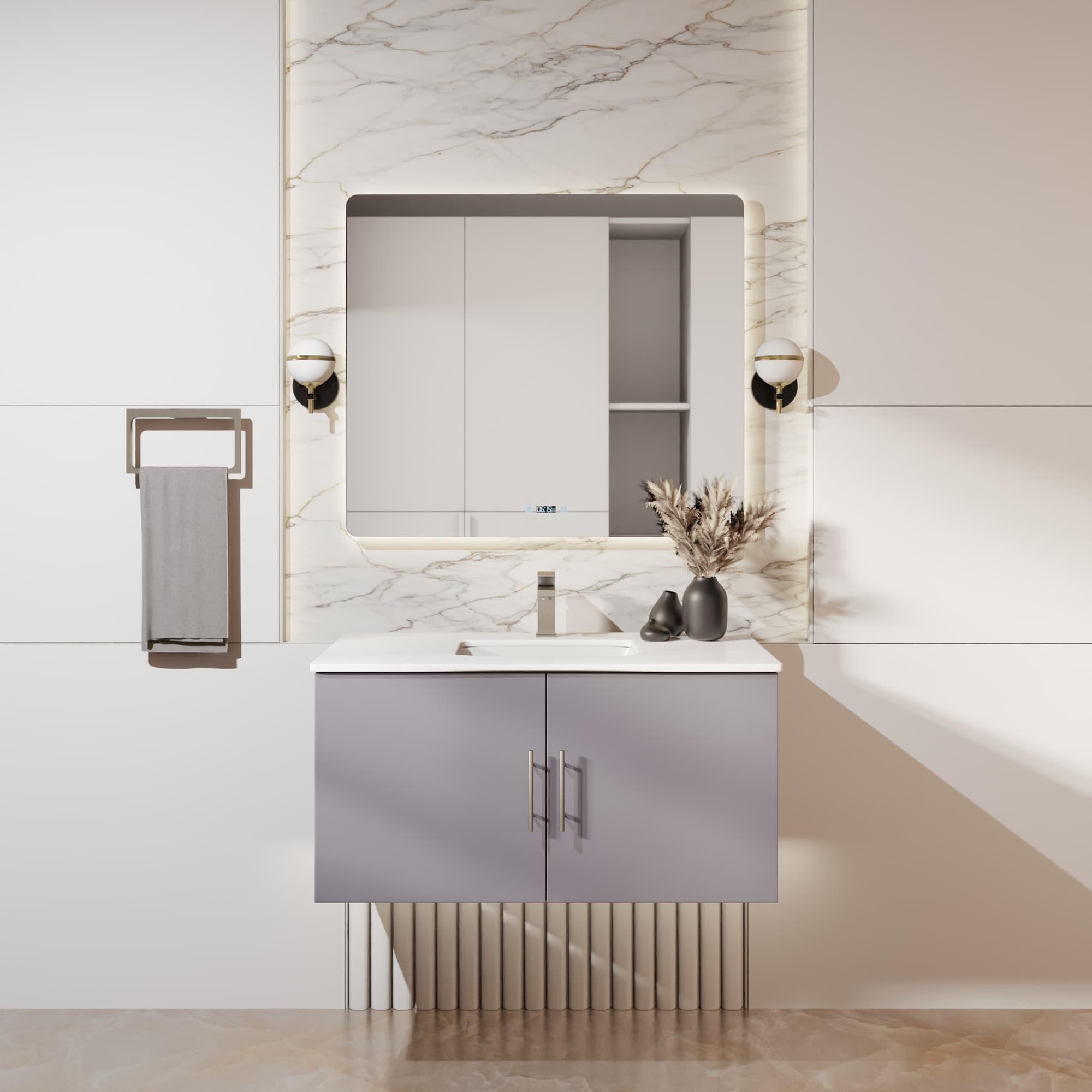 Geneva 36 in. W Dark Grey Bath Vanity and Cultured Marble Top