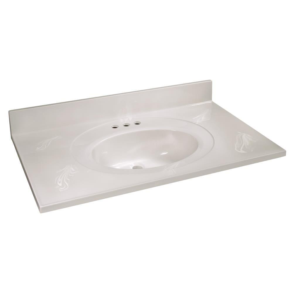 37-in. Cultured Marble Vanity Top with Backsplash, Ivory Swirl – Design House, 586339