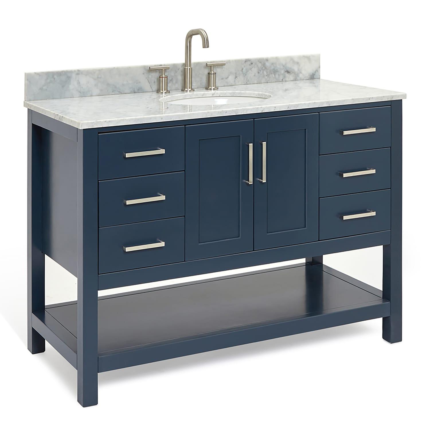 Midnight Blue 49" Single Basin Vanity with Carrara White Top