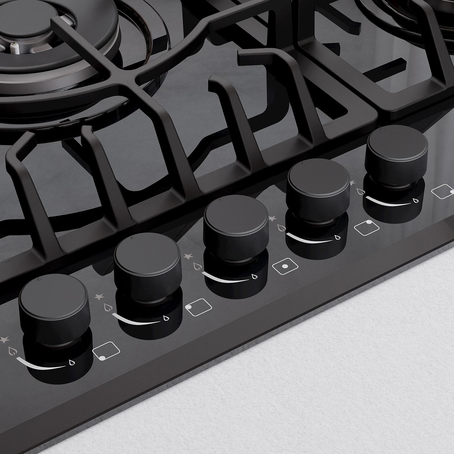 Empava 36" Black 5 Burner Cooktop