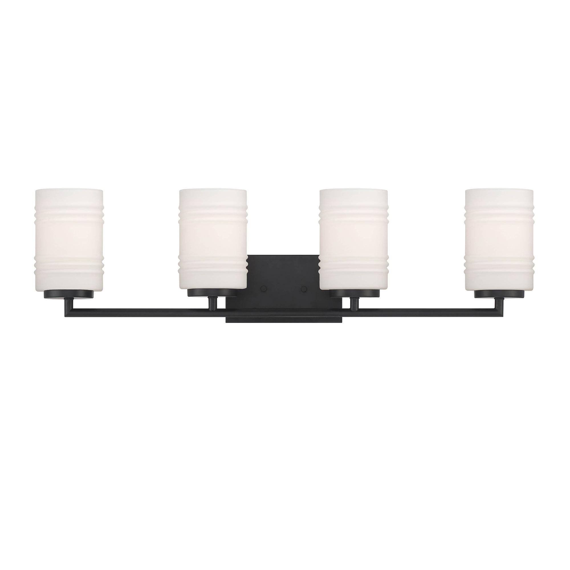 Leavenworth Sleek Matte Black 33" Outdoor Vanity Light with Etched Glass
