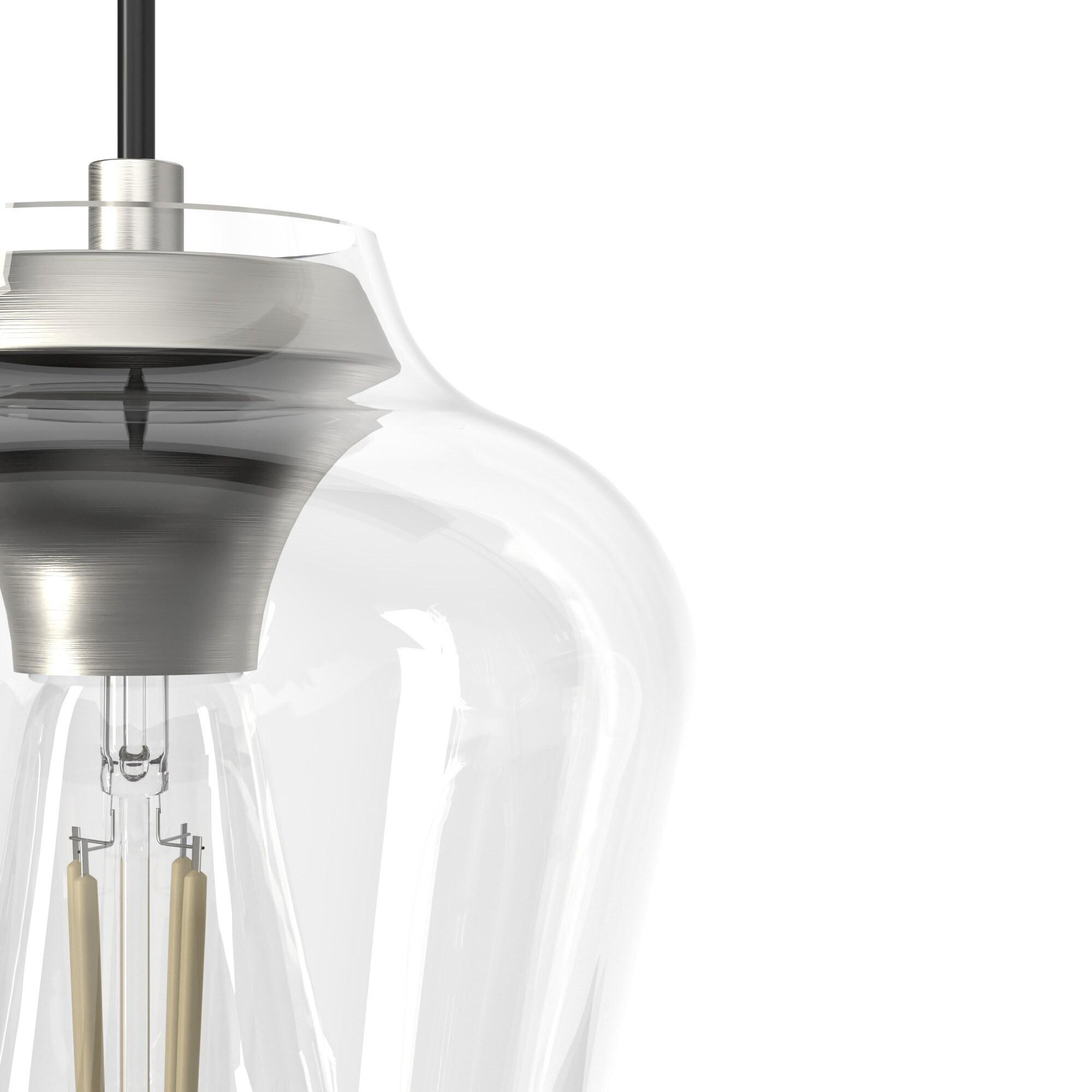 Brushed Nickel 3-Light Linear Cluster with Clear Glass Shades