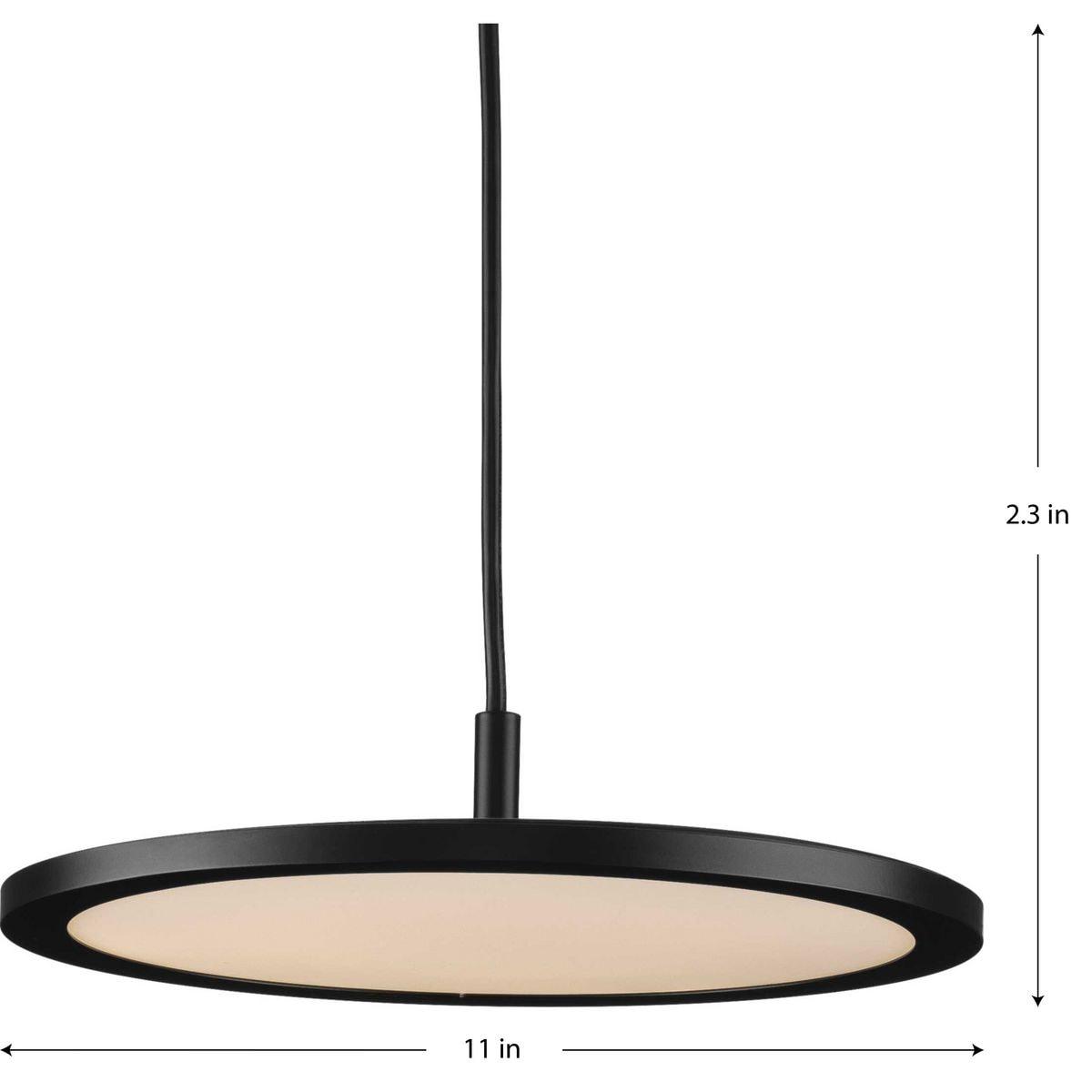 Progress Lighting Everlume 1-Light LED Pendant, Matte Black, Edge-Lit Flat Panel Diffuser