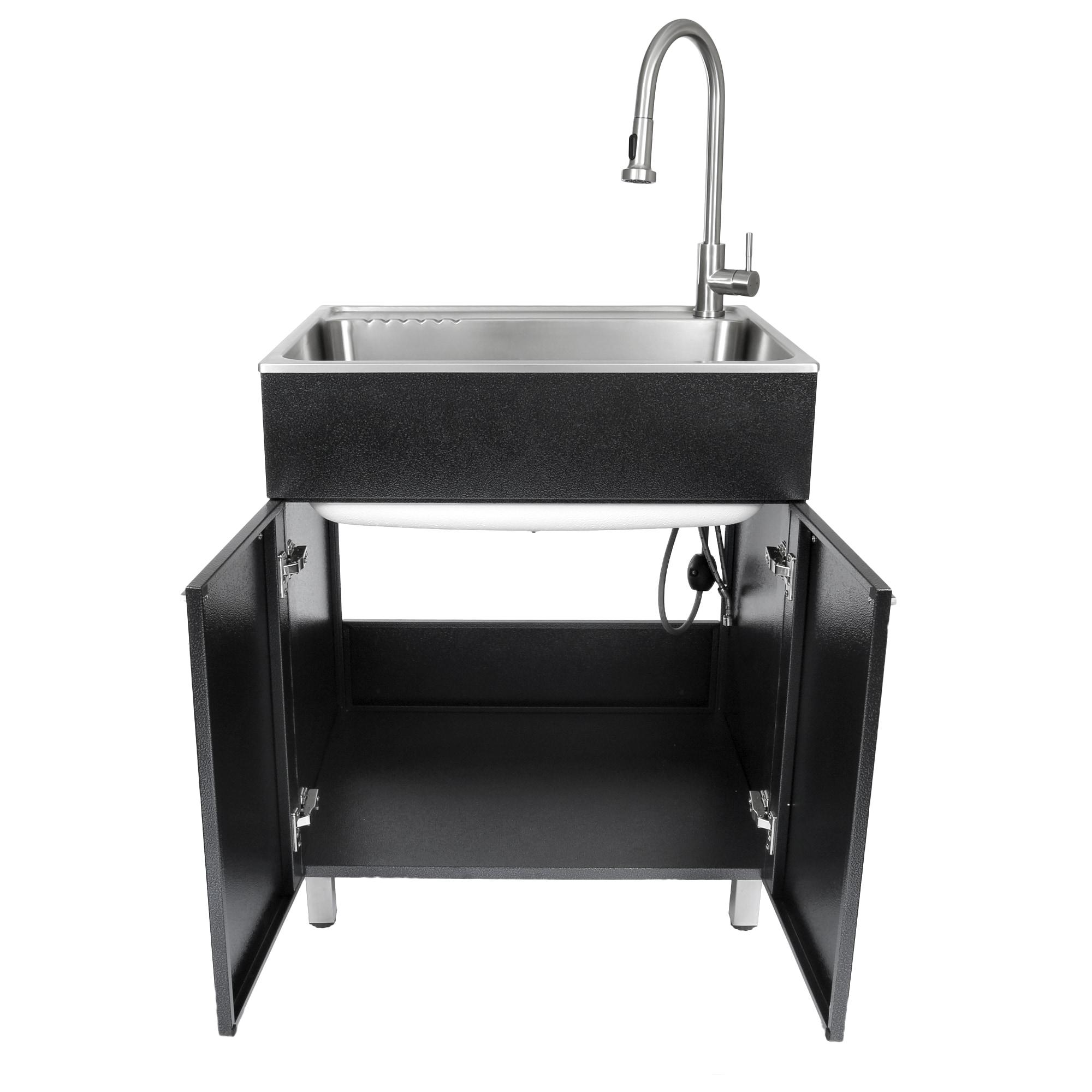 All-In-One 28" L x 22" W Free Standing Laundry Sink with Faucet