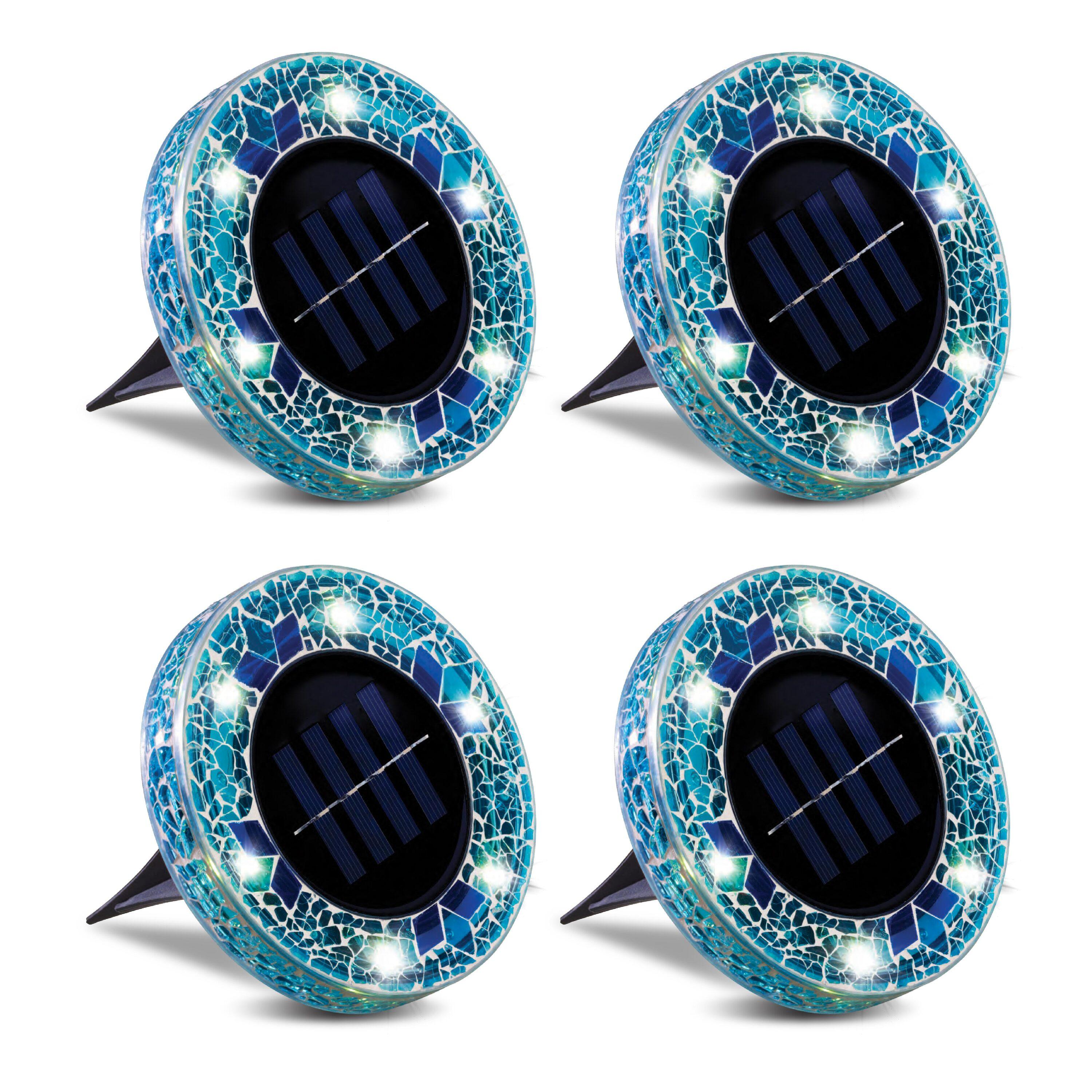 Black Low Voltage Solar Powered Integrated LED Glass Pack (Set of 4)