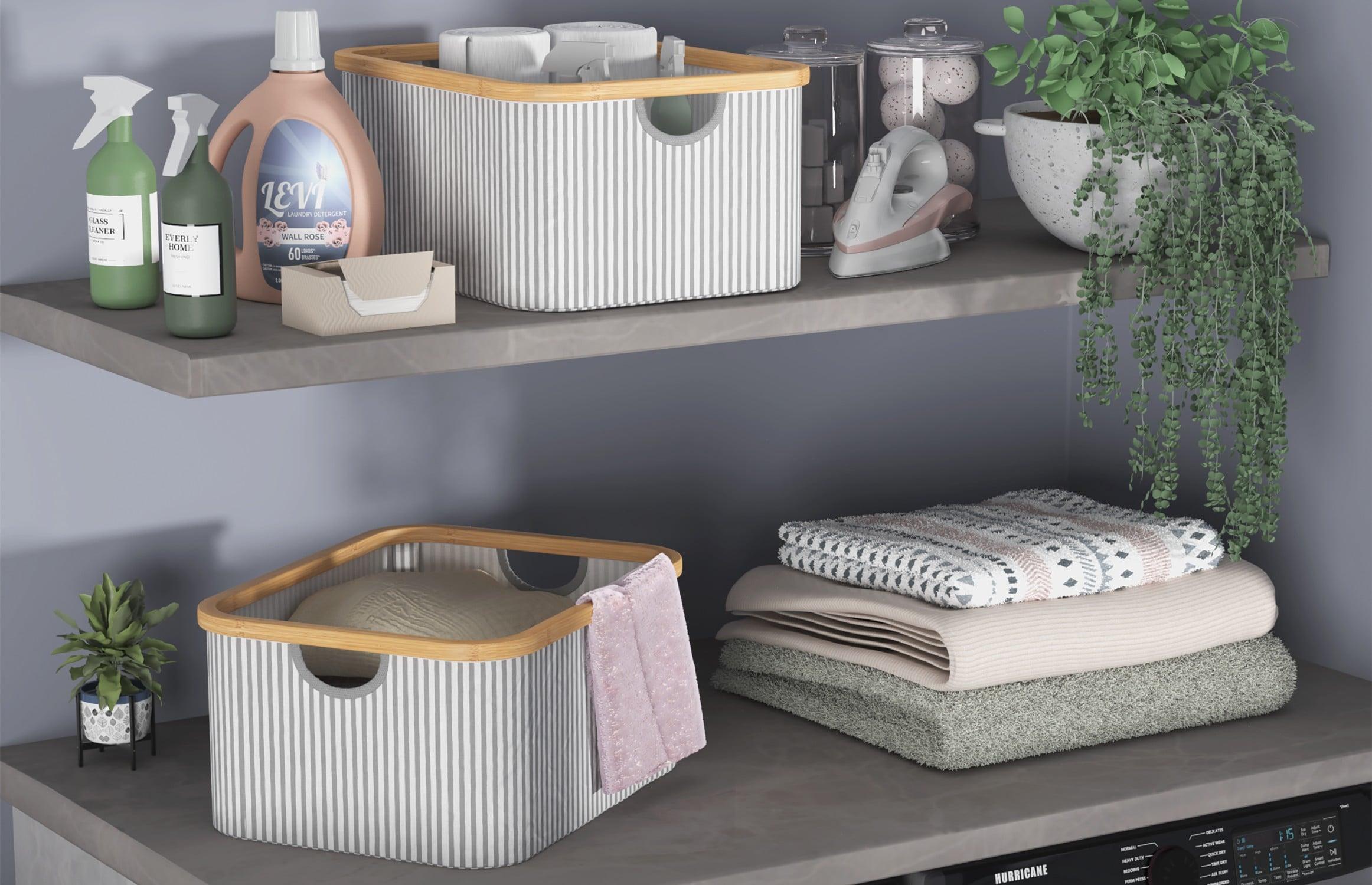 ClosetMaid Bamboo Frame Fabric Laundry Storage Bins, 2-Pack