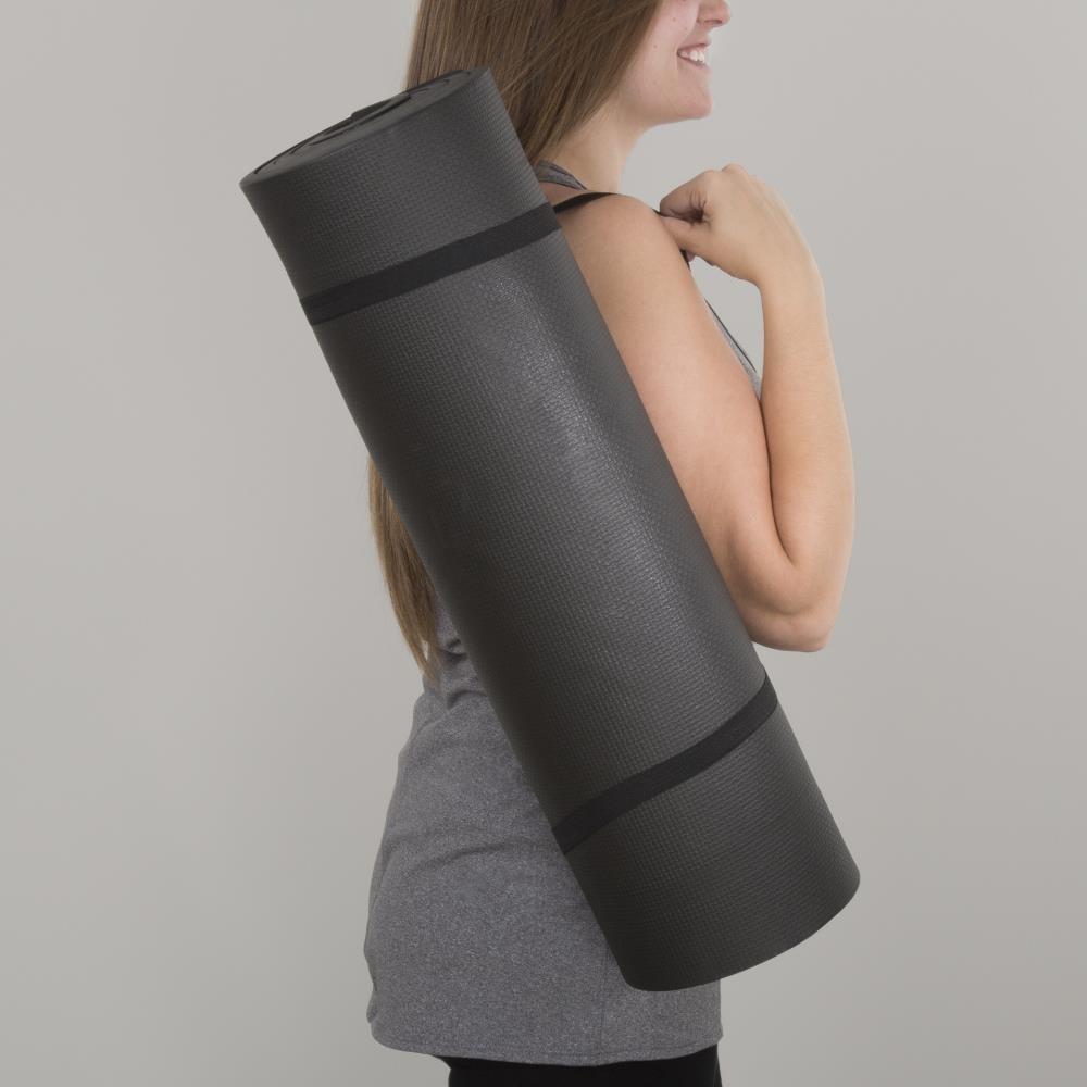 Extra-Thick Yoga Mat 0.5"H - Durable Comfort Non-Slip Foam Workout Mat with Carrying Strap by Wakeman (Black)