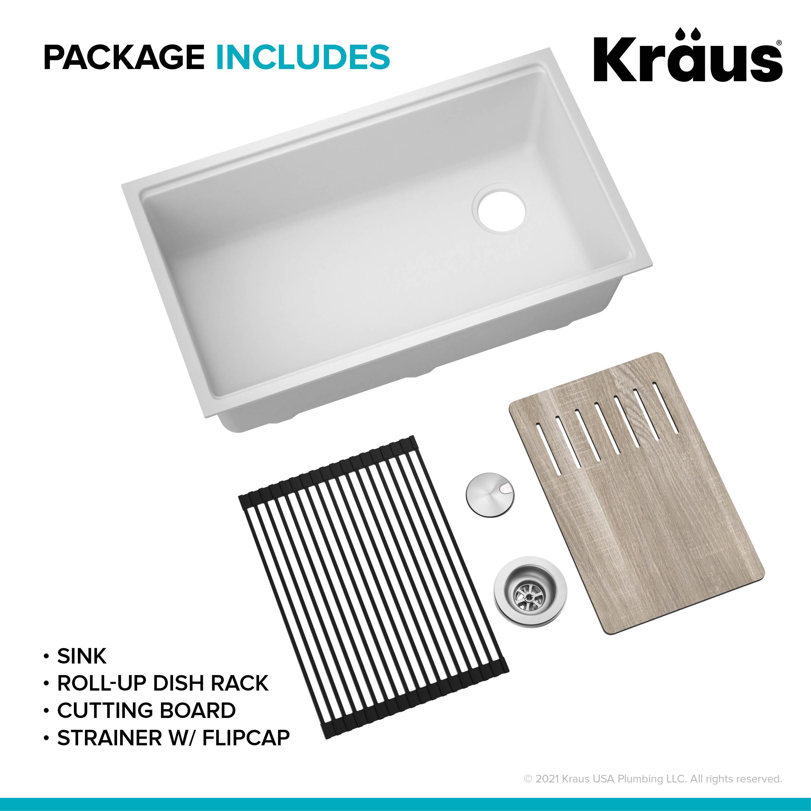Kraus Bellucci 32 in. Undermount Quartz Composite Single Bowl Kitchen Sink with Accessories