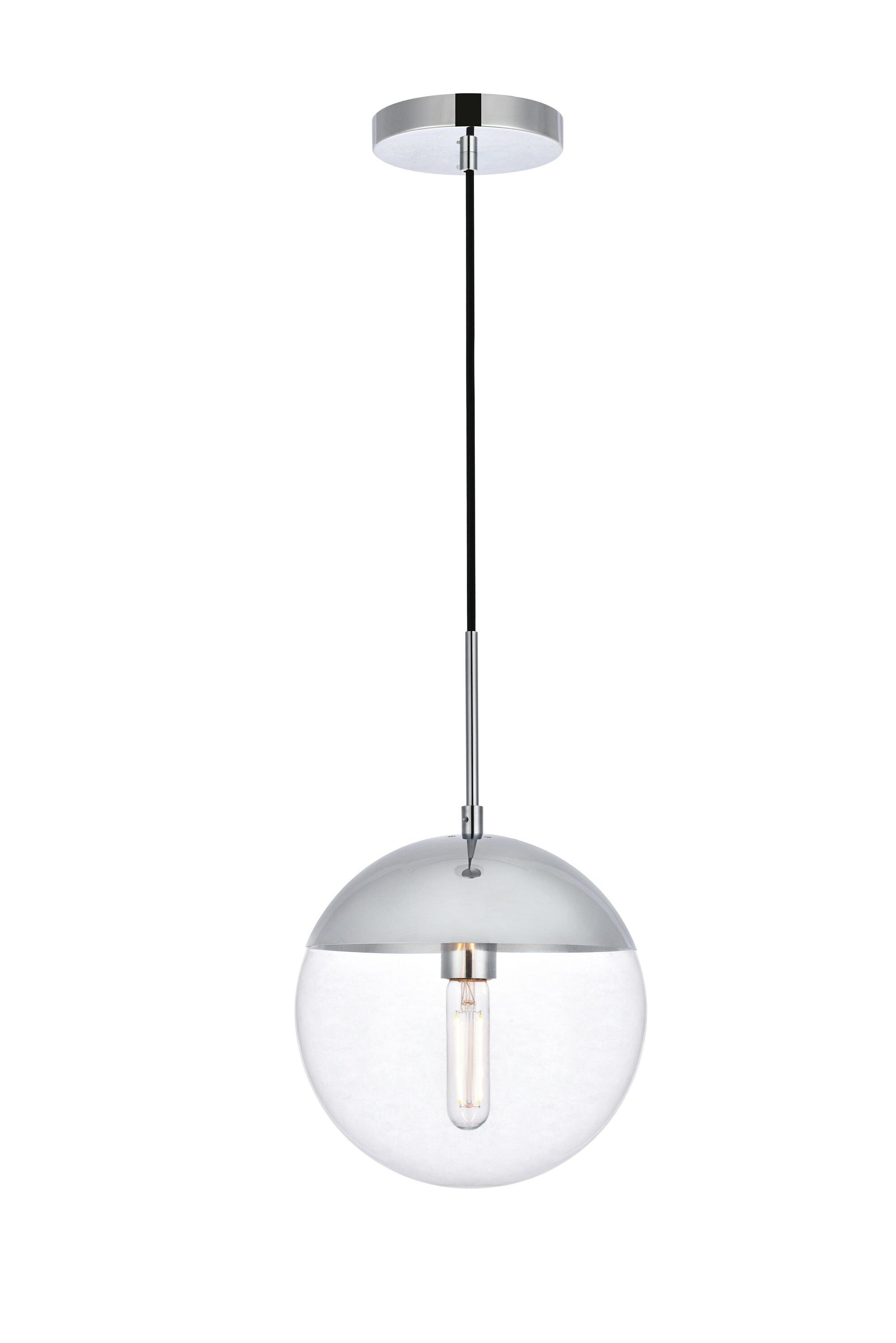 Elegant Lighting Eclipse 1 Light Chrome Pendant With Clear Glass