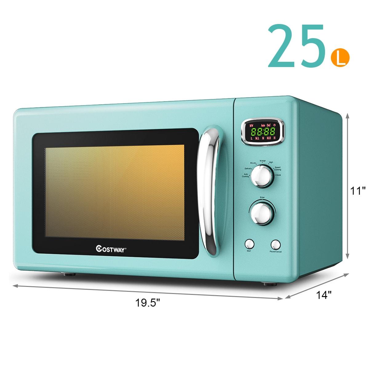 Costway 0.9Cu.ft. Retro Countertop Compact Microwave Oven 900W 8 Cooking Settings Green