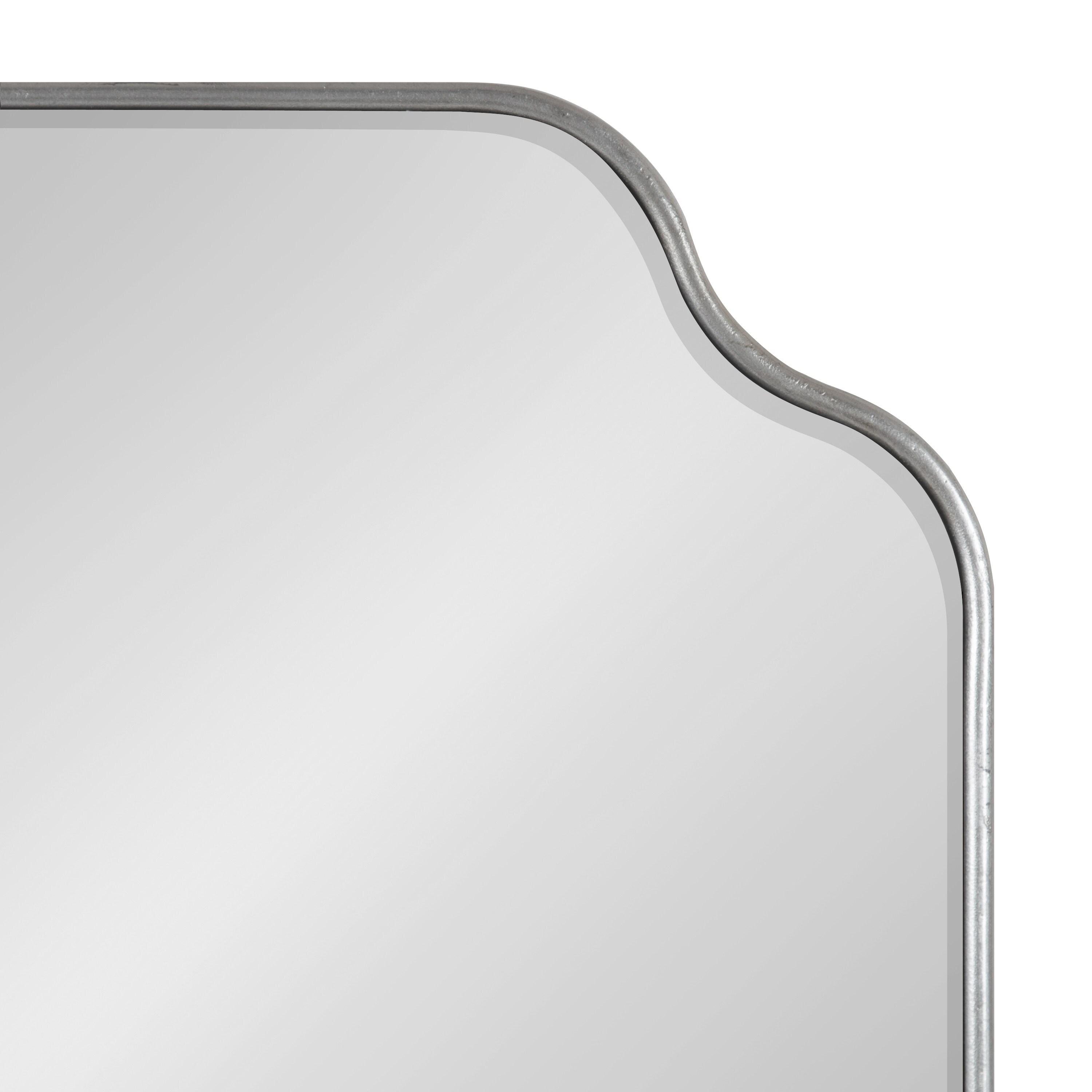 Kate and Laurel Plumley Glam Scalloped Wall Mirror, 18 x 24, Silver, Transitional Mirror Wall Decor