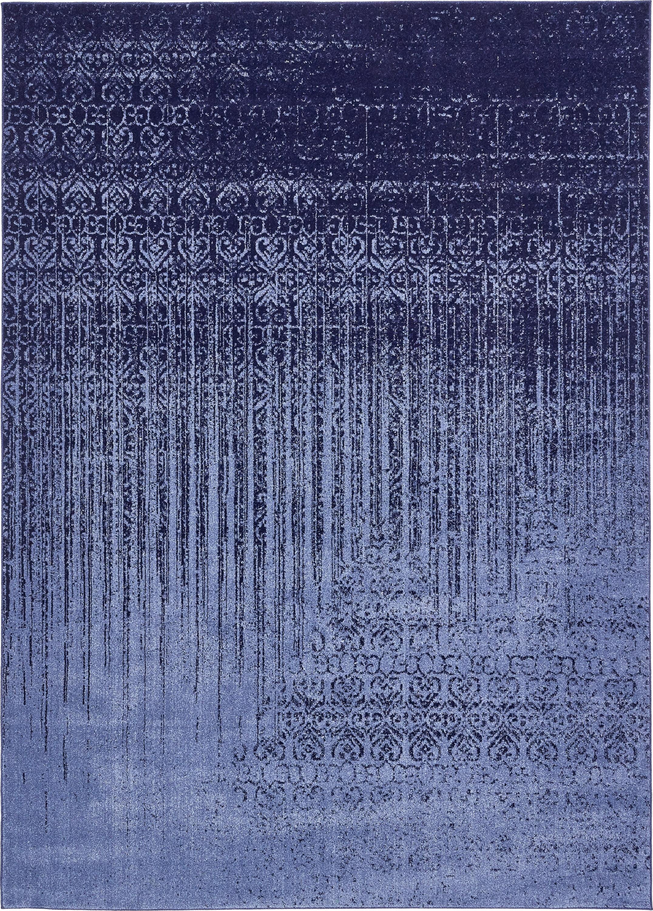Unique Loom Jennifer Del Mar 8 x 11 (ft) Loomed Polypropylene Blue/Navy Blue Rectangular Indoor Stripe Industrial Area rug