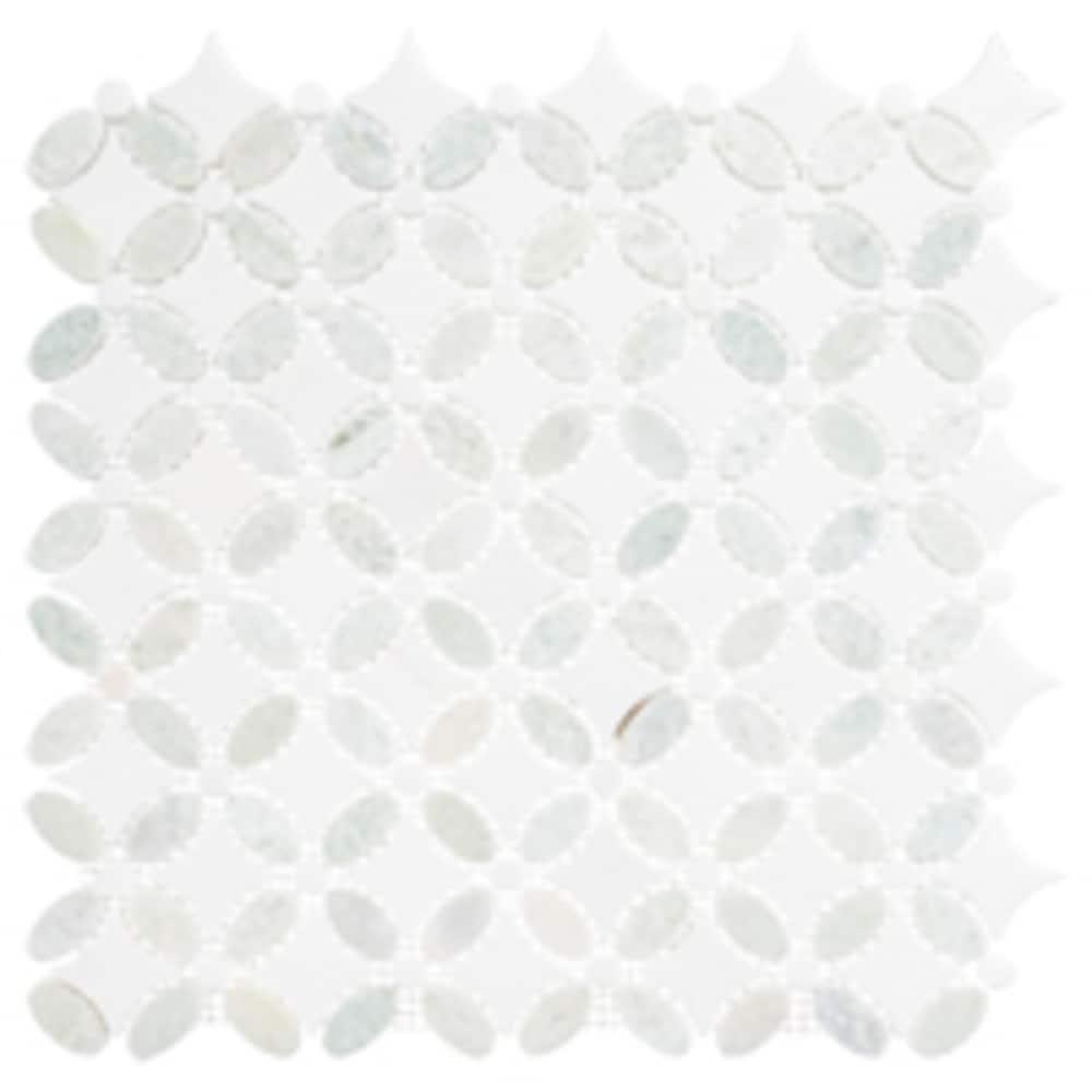 SAMPLE-Martha Zummer White Novelty Marble Look Glossy Natural Stone Mosaic Wall & Floor Tile