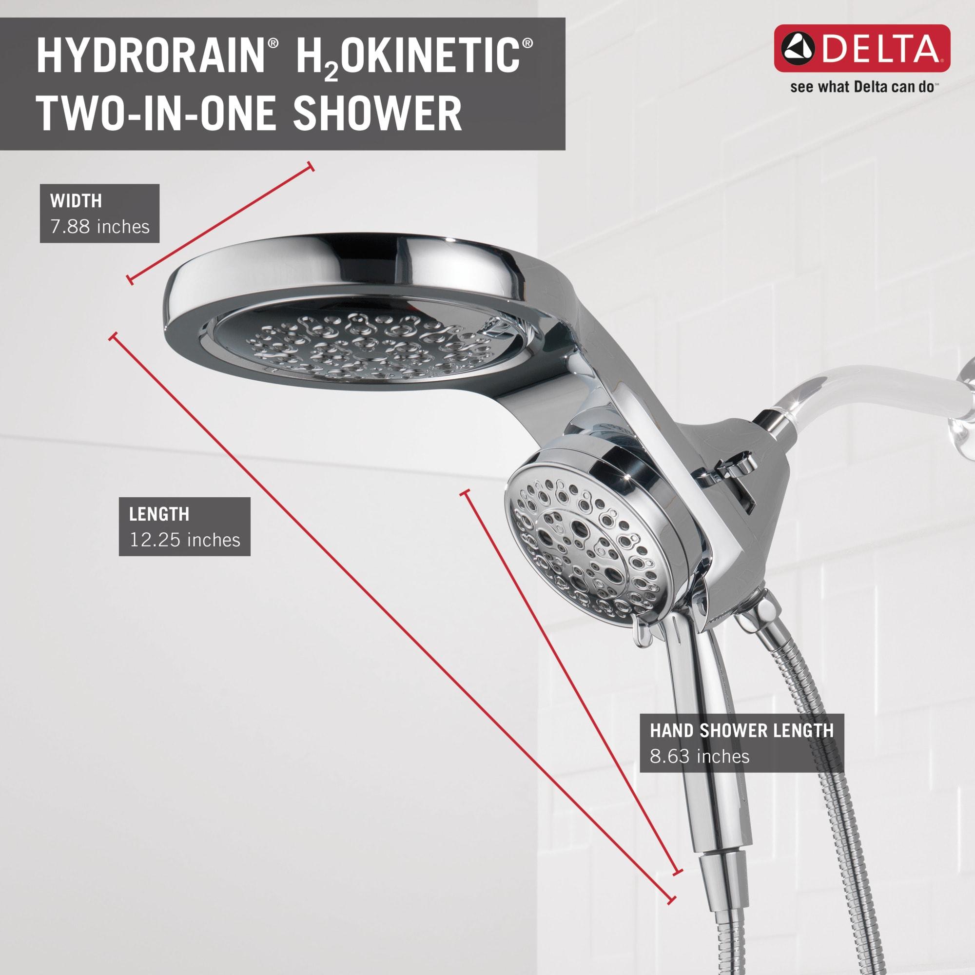 HydraChoice Hydrorain 5 Spray Dual Shower Head and Handheld Shower with H2Okinetic 1.75 GPM