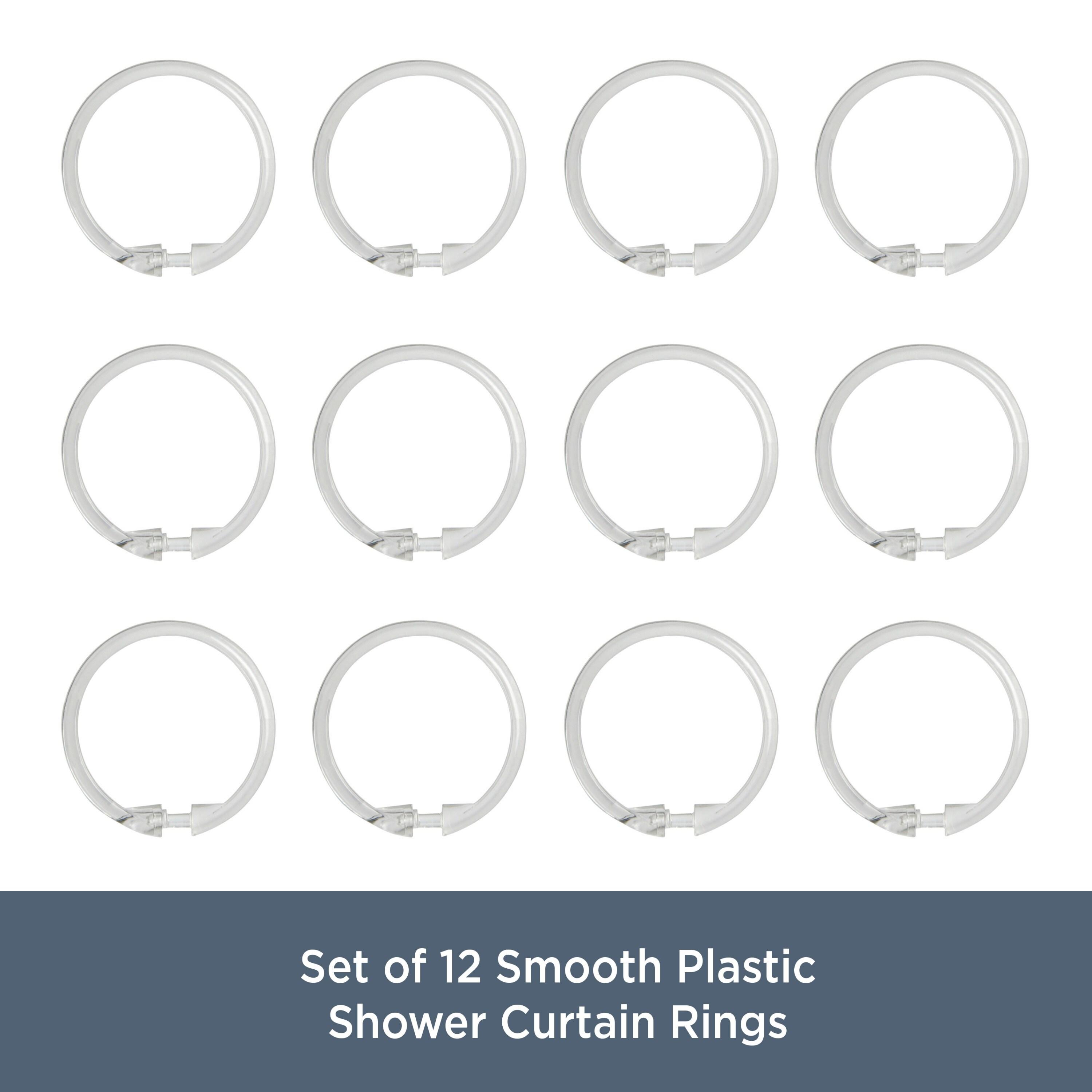 Kenney Wayfair Basics Smooth Shower Rings Round Plastic Shower Curtain Rings (Set of 12)