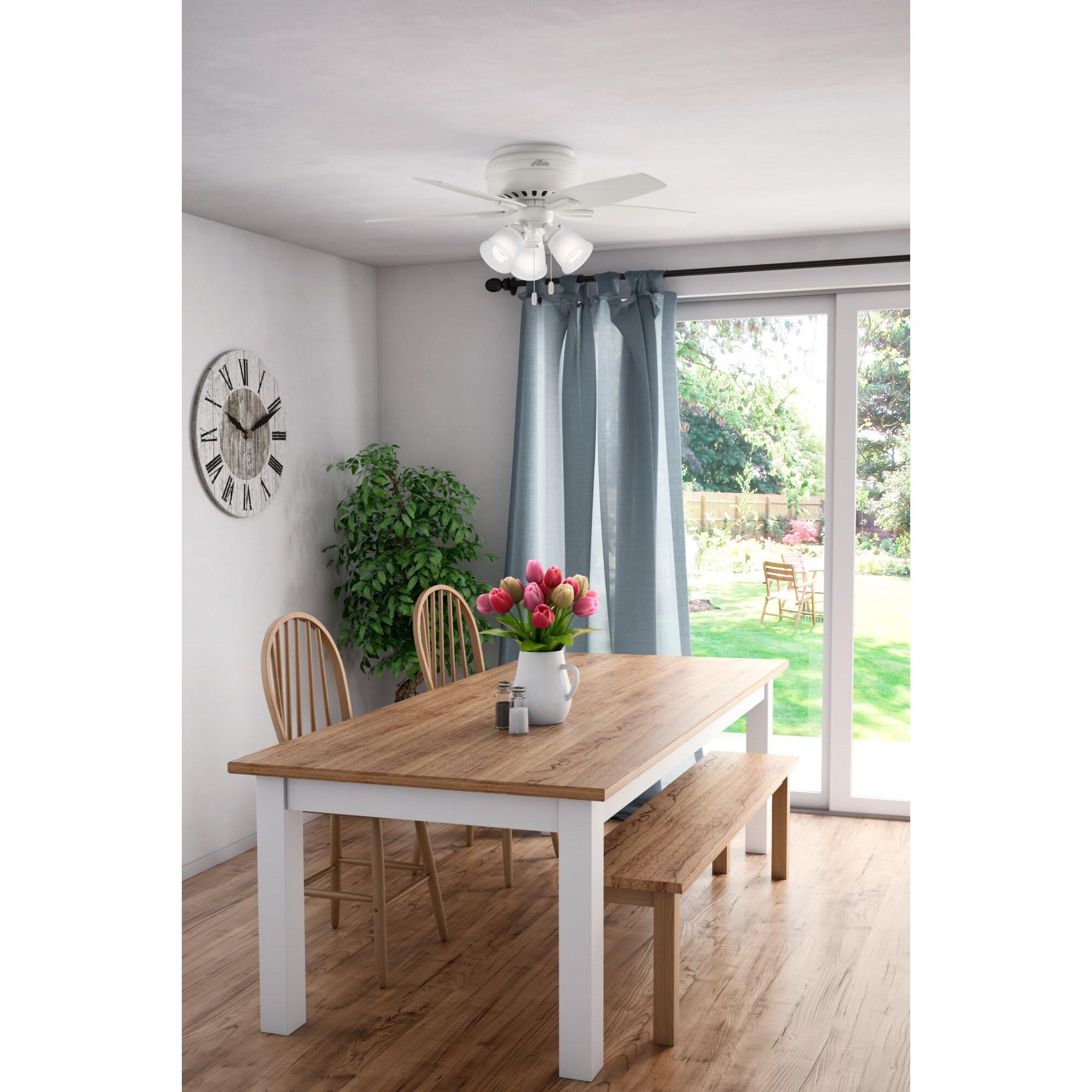 Hunter Fan Newsome 42" 5 - Blade Traditional Indoor Flush Mount Ceiling Fan with Lights and Pull Chains