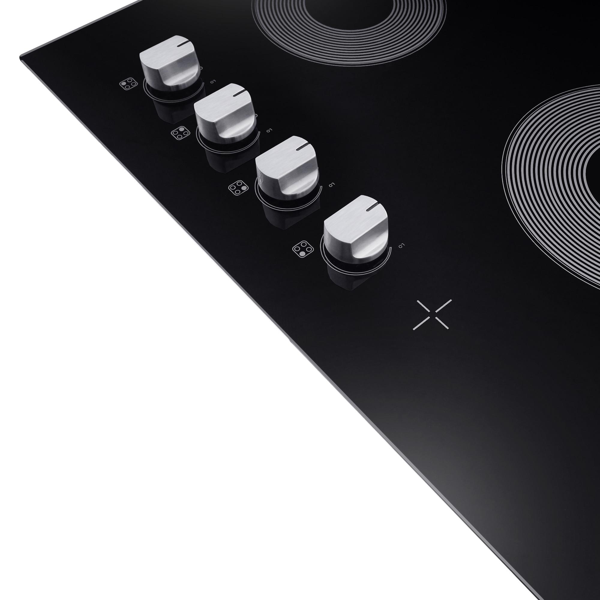 24 in. Electric Ceramic Glass Cooktop with 4 Elements, Dual Zone Element, Hot Surface Indicator Light and Control Knobs