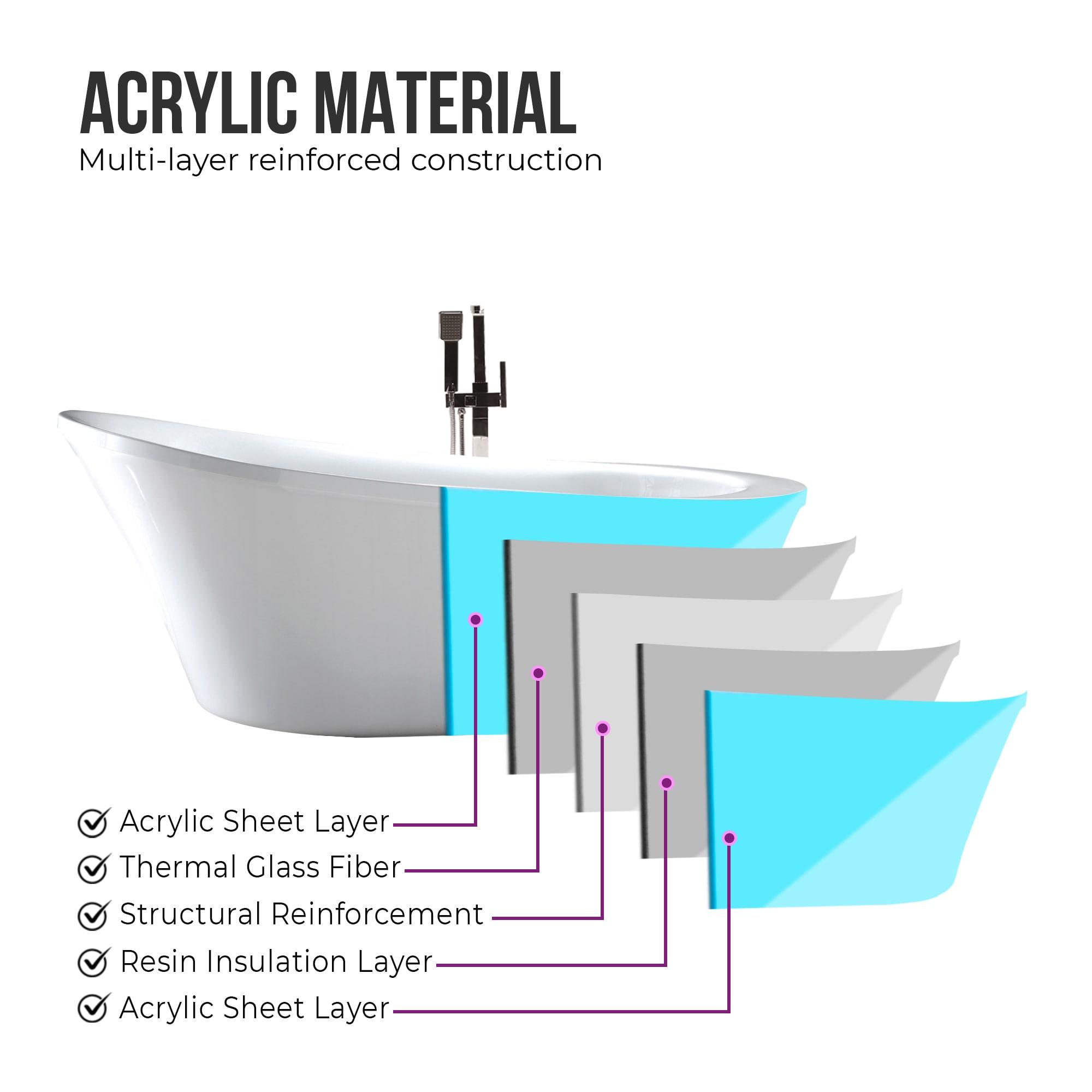 70" x 34" Freestanding Soaking Bathtub