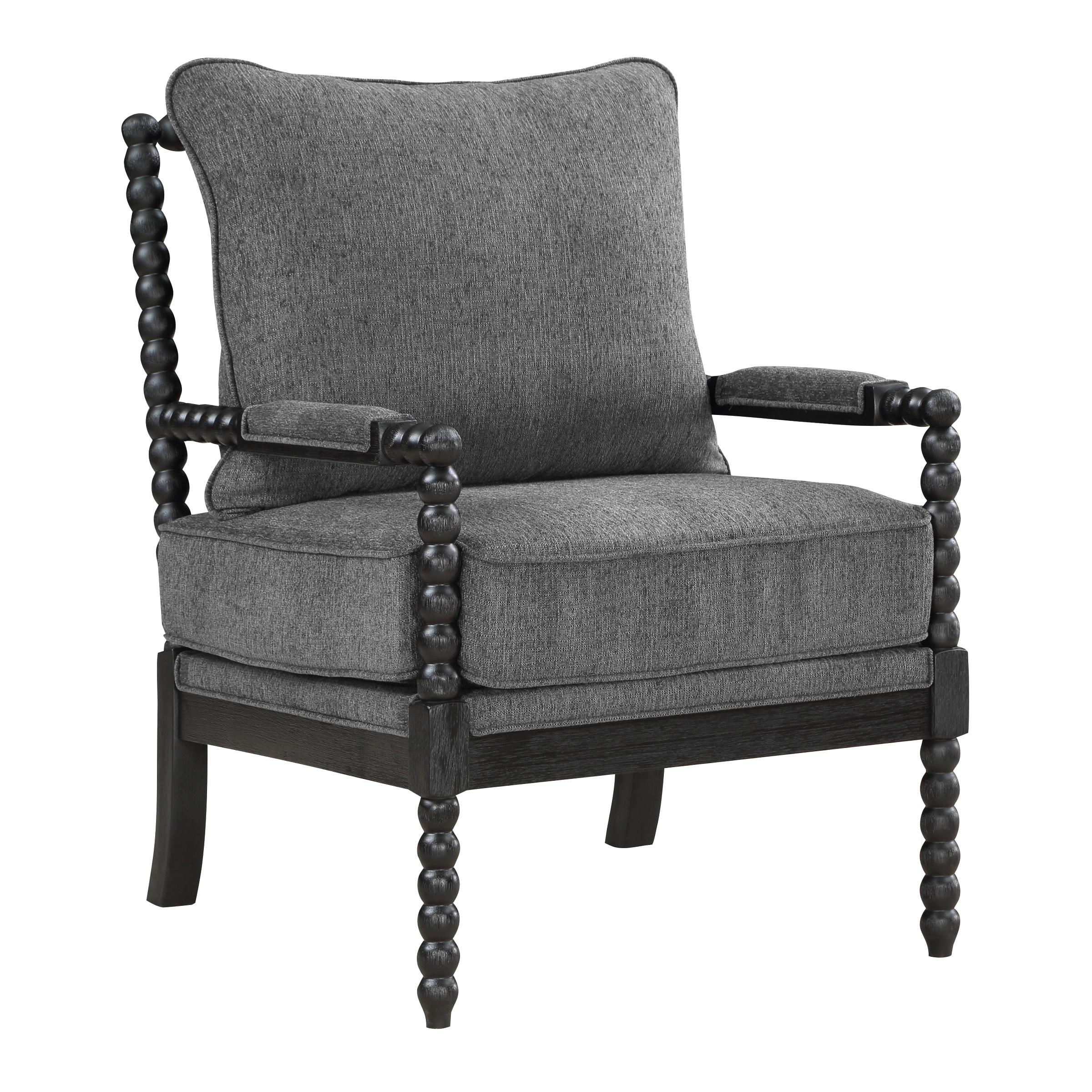 OSP Home Furnishings Eliza Spindle Chair in Charcoal Fabric
