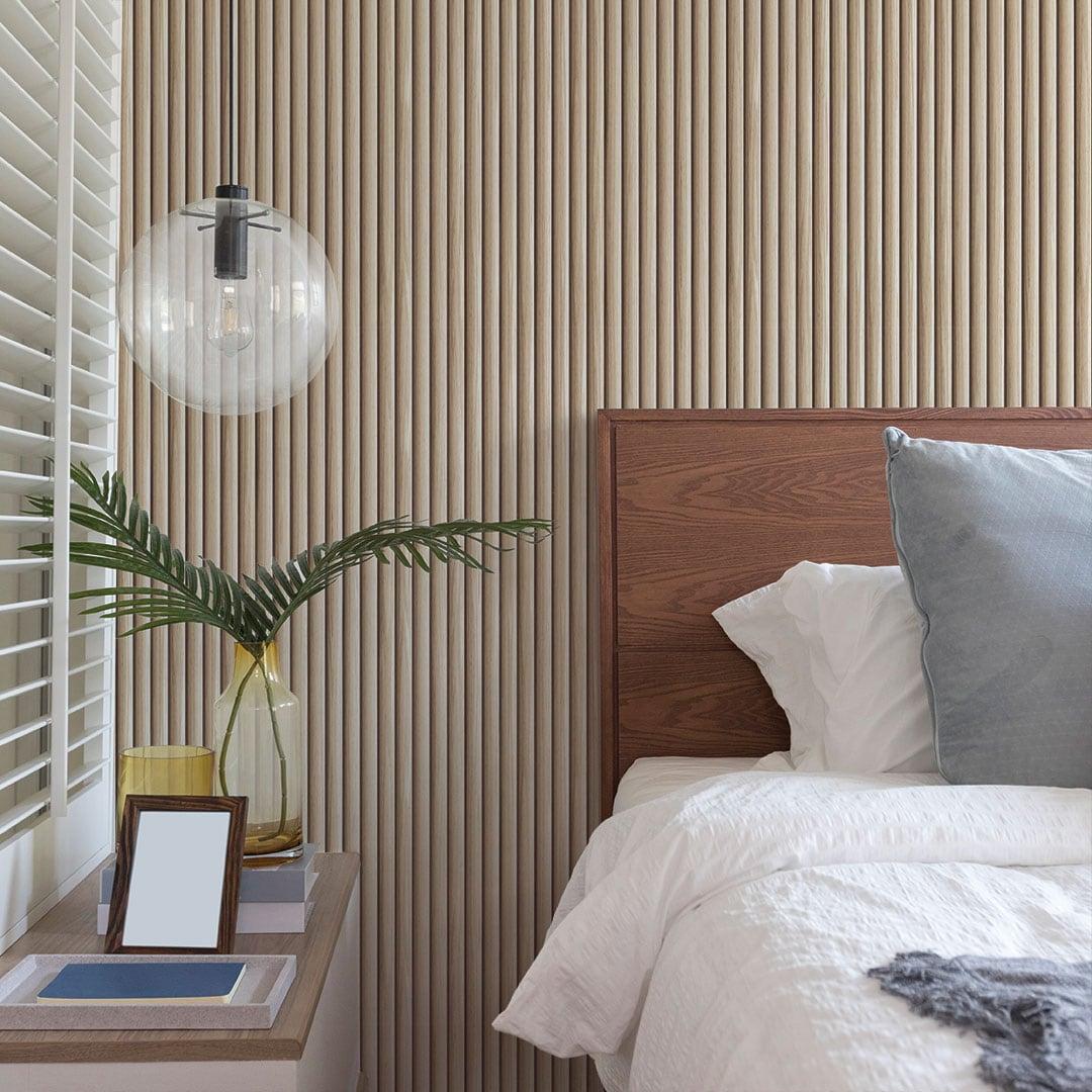 Tempaper Reeded Wood Blonde Peel and Stick Wallpaper, 20.5" x 16.5'