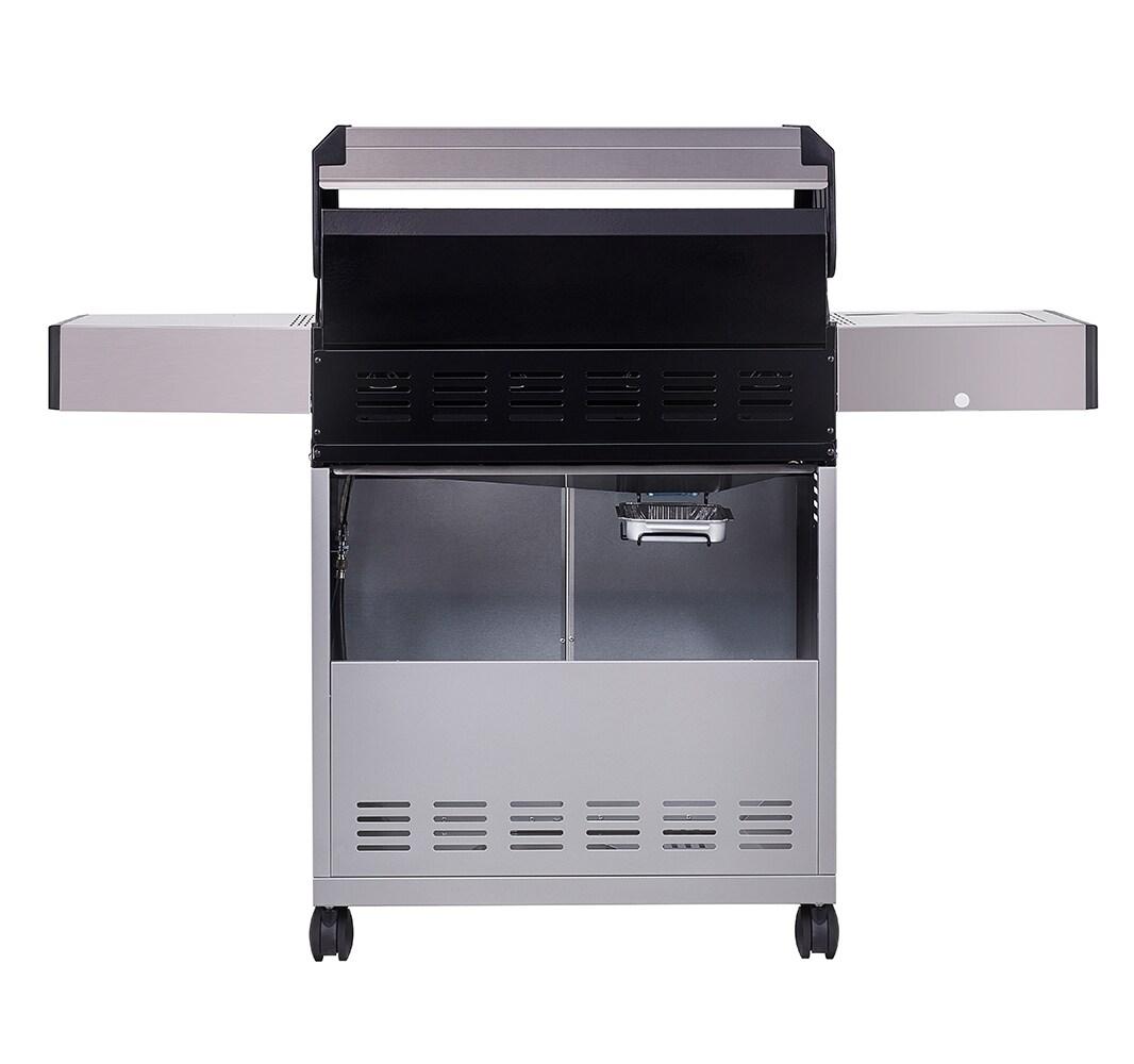 Denali 4-Burner Propane Gas Grill in Stainless with Clearview Lid, 3-Phase LED Controls and Side Burner