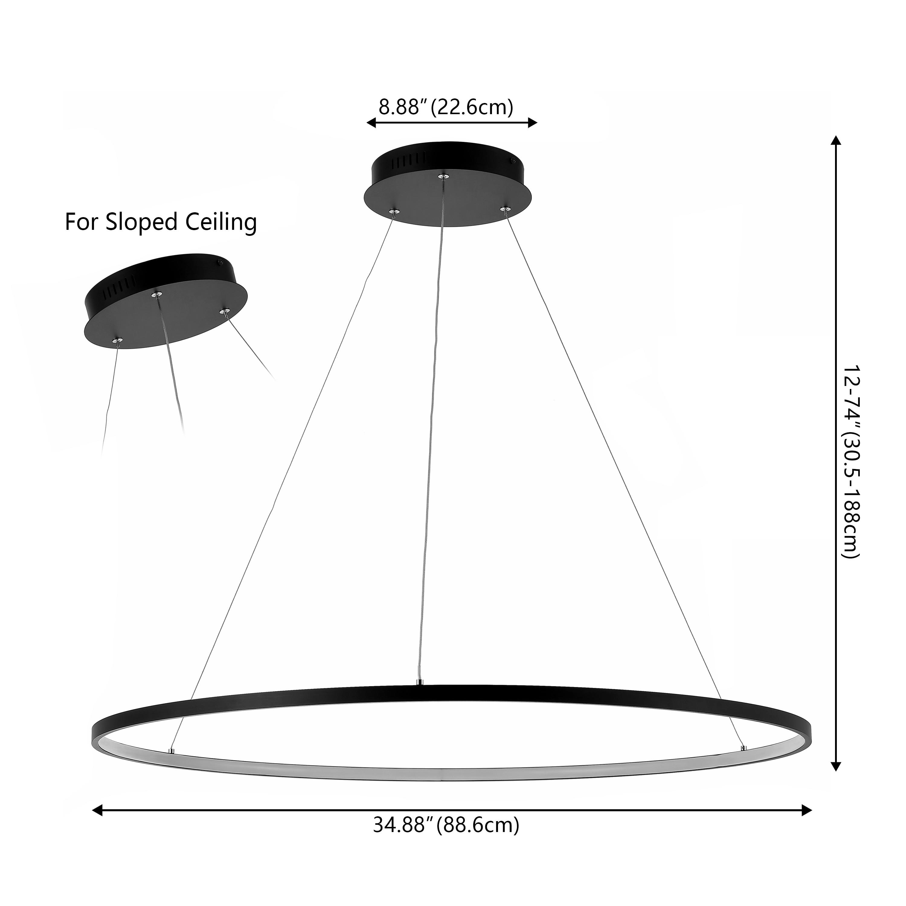Circulo 35" Metal Round Modern Contemporary LED Integrated Pendant, Black