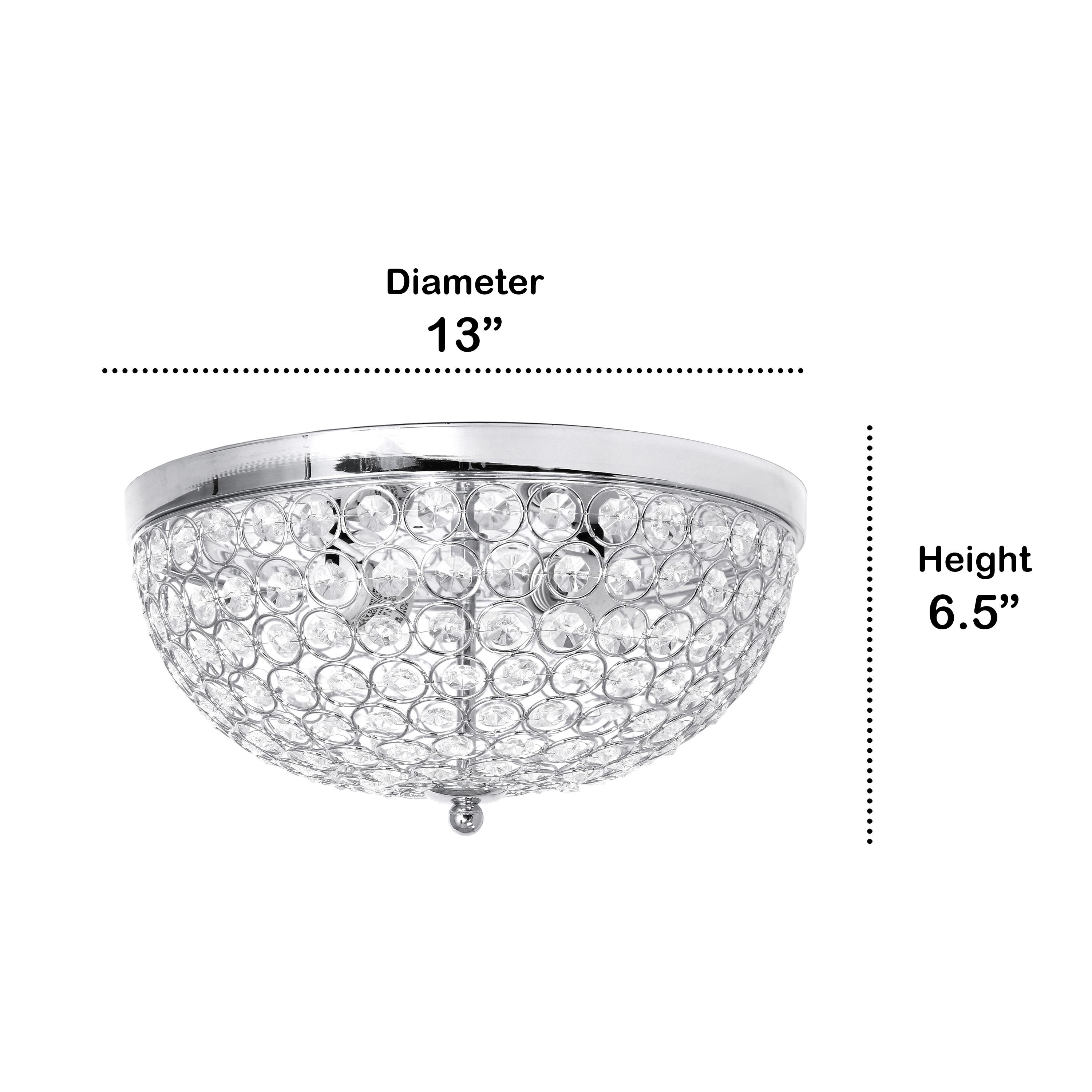 Lalia Home 13" 2-Pack Classix Crystal Glam Dome Shaped Flush Mount Ceiling Fixture Set, Chrome