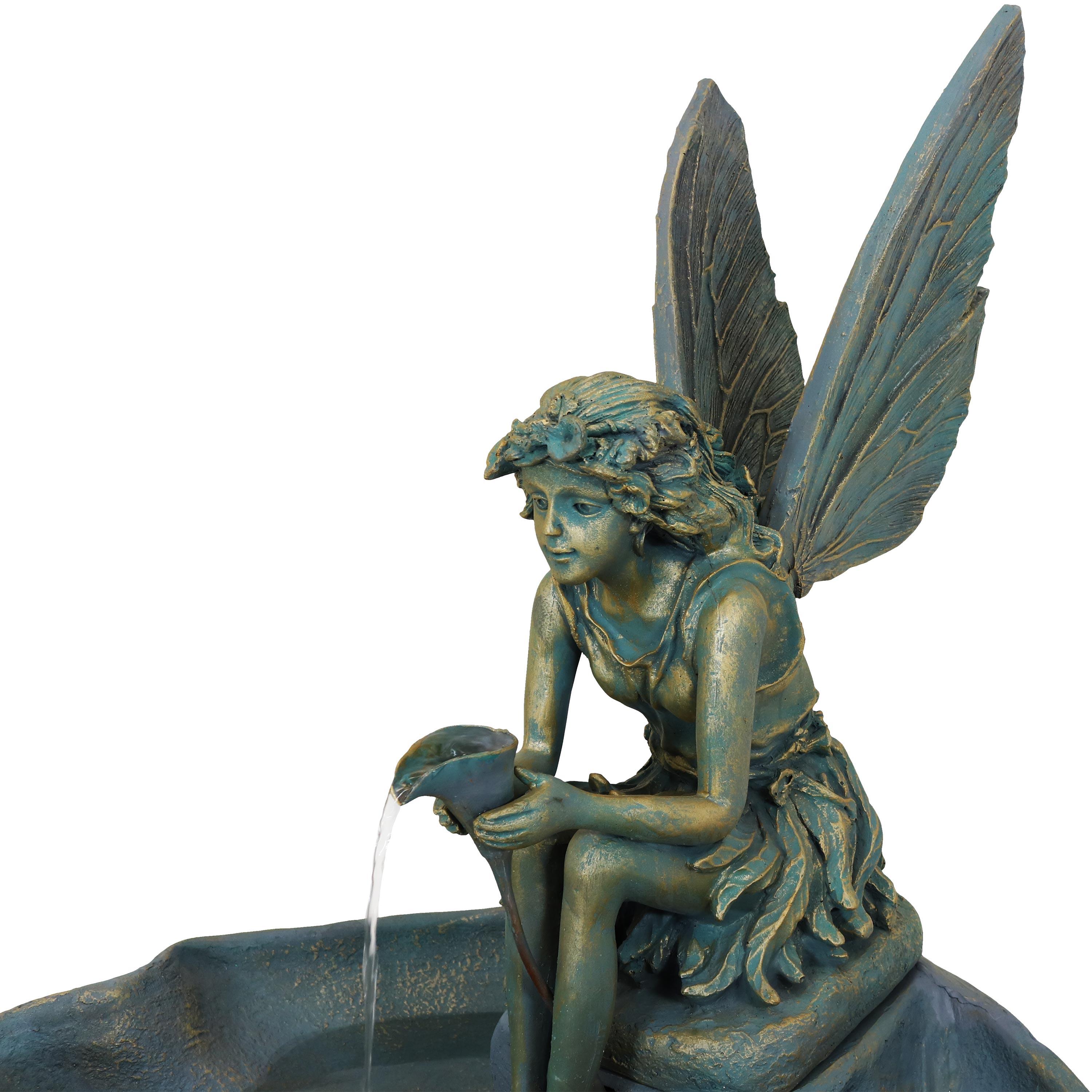 Sunnydaze 30"H Electric Fiberglass Fairy Shell Outdoor Water Fountain