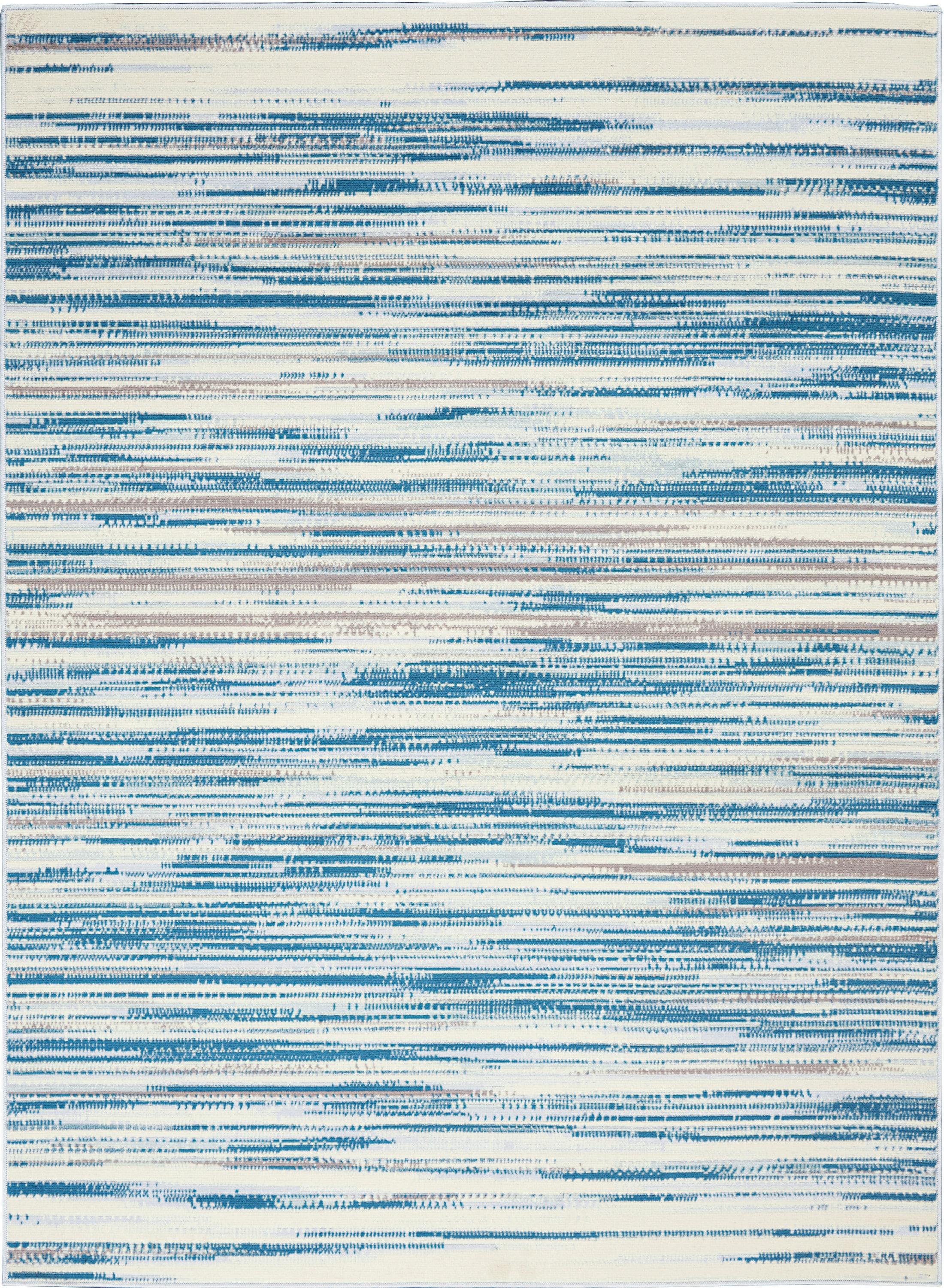 Nourison Jubilant 6' x 9' Blue Indoor Area Rug Coastal Contemporary Striped by Nourison