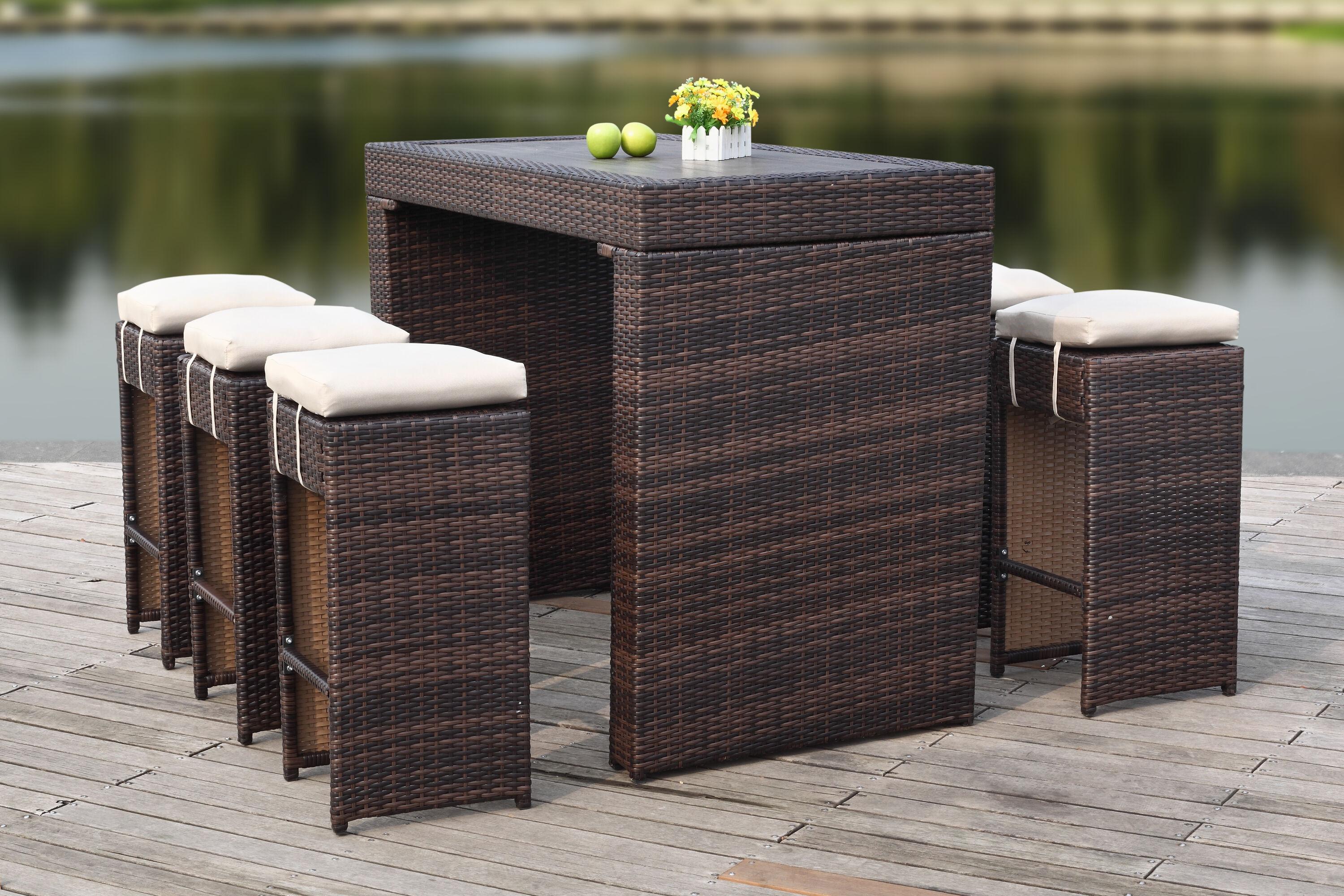 Sanders Outdoor Bar Set - Titanium/Sand - Safavieh