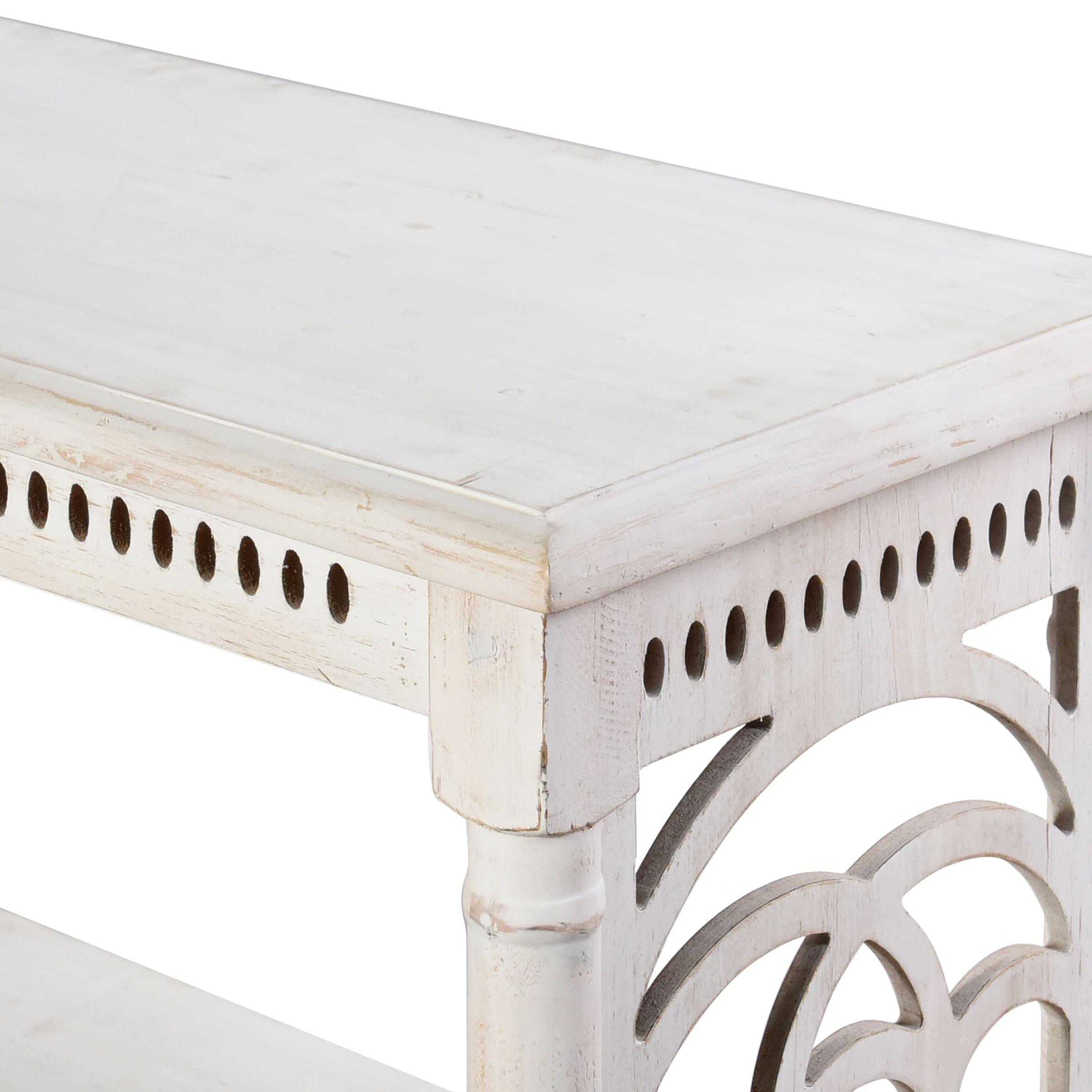 3 Tier Console Table Distressed White - StyleCraft: Entryway Table, Fir Wood Top, MDF Frame