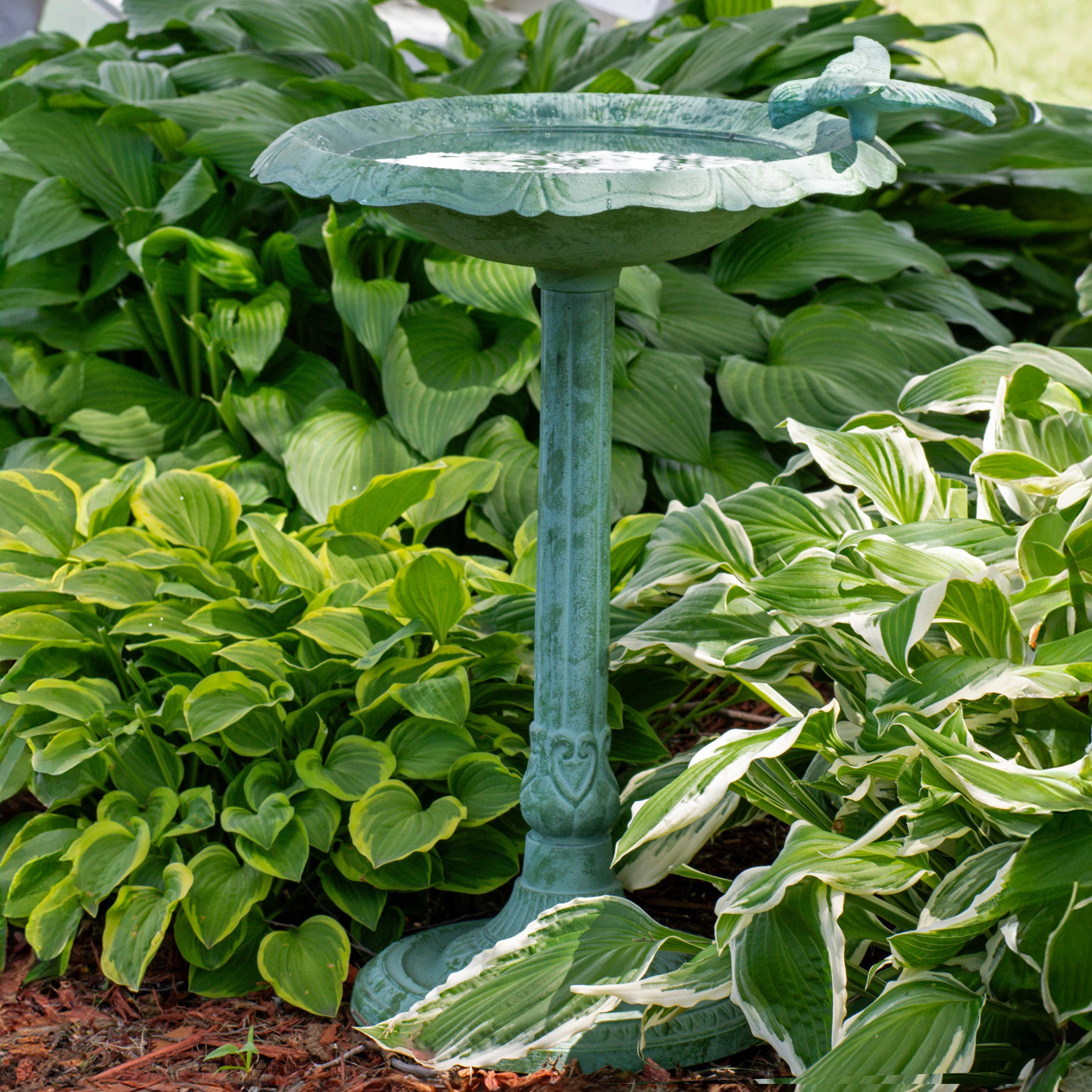 Garden Visitor Freestanding Cast Aluminum Outdoor Bird Bath