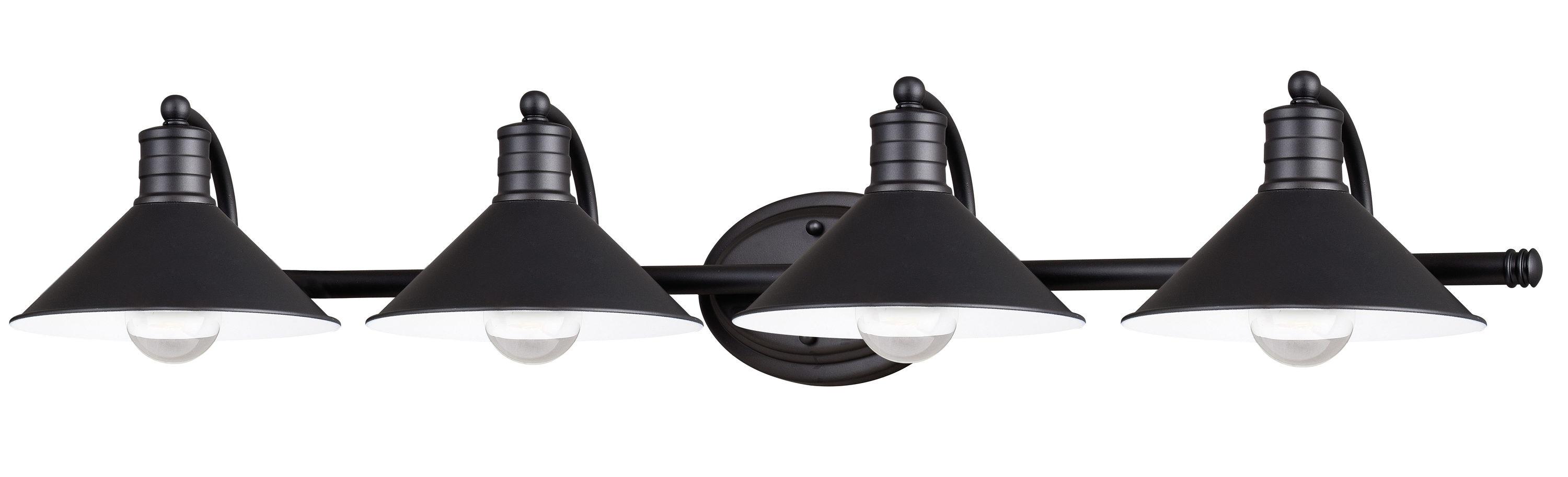 VAXCEL Akron Modern Farmhouse Bathroom Vanity Light Wall Sconce Fixture, Oil Rubbed Bronze and Matte White, 4 Light, 38 inch