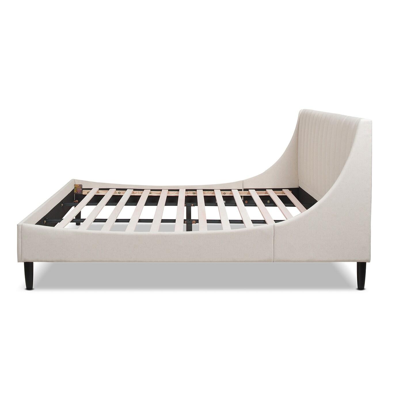 Aspen Vertical Tufted Headboard Platform Bed Set King Light Beige Linen