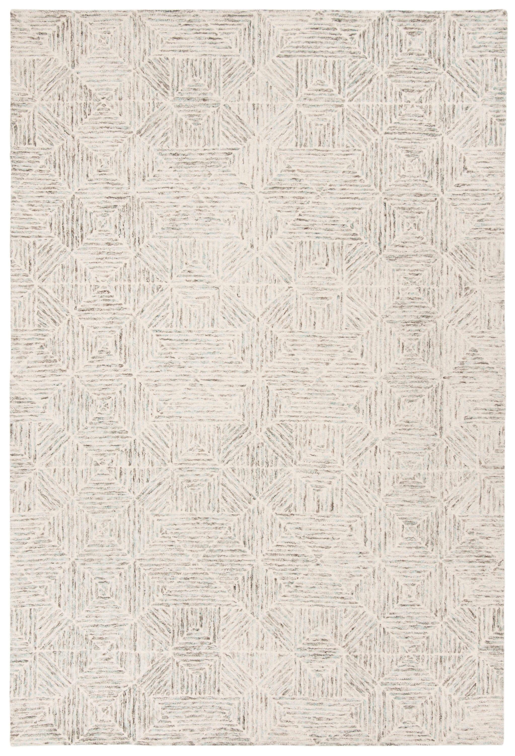 SAFAVIEH Abstract Brock Geometric Area Rug, Ivory/Light Blue, 5' x 8'