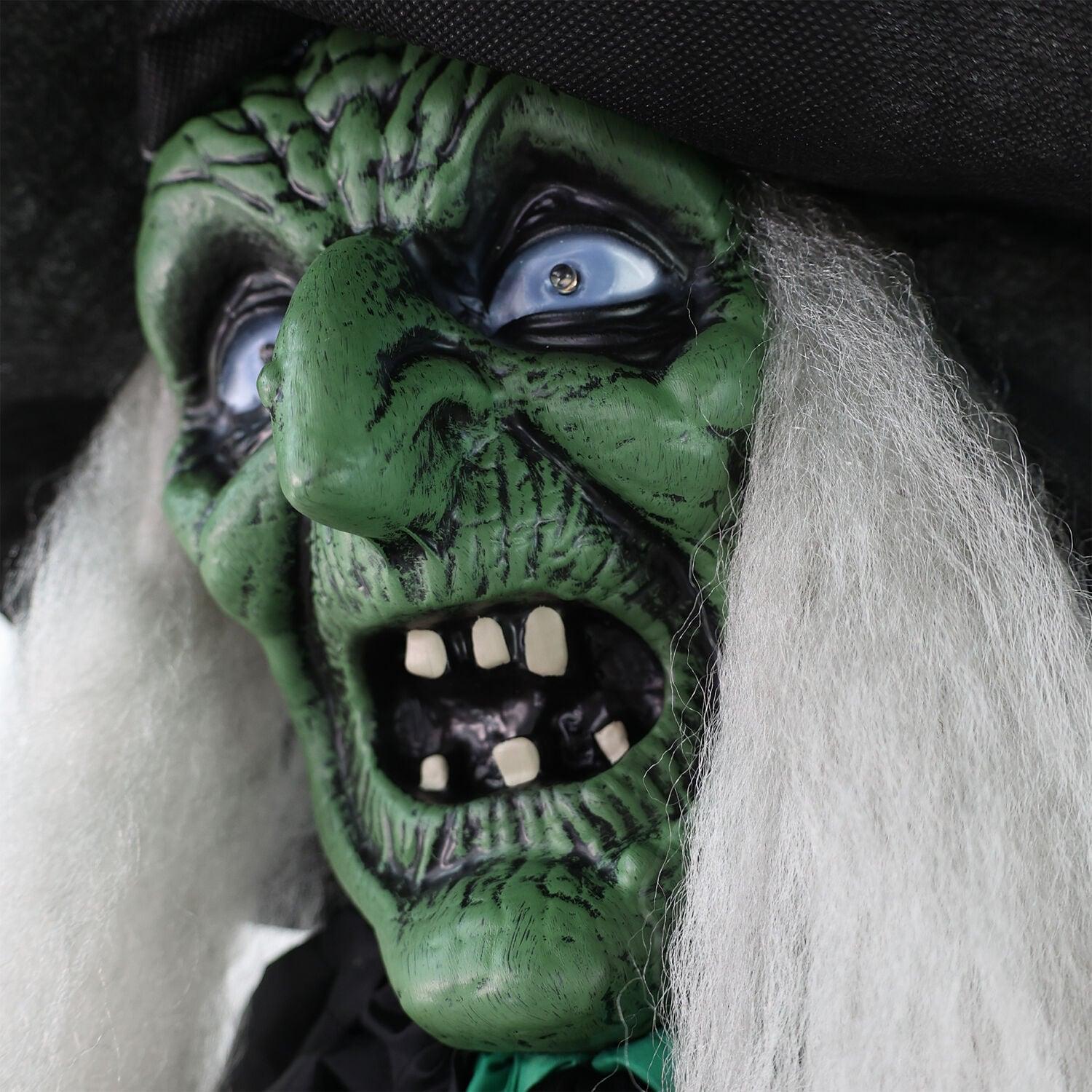 Haunted Hill Farm Lifesize Witch Prop with Lights and Sound, Indoor/Covered Outdoor Halloween Decoration