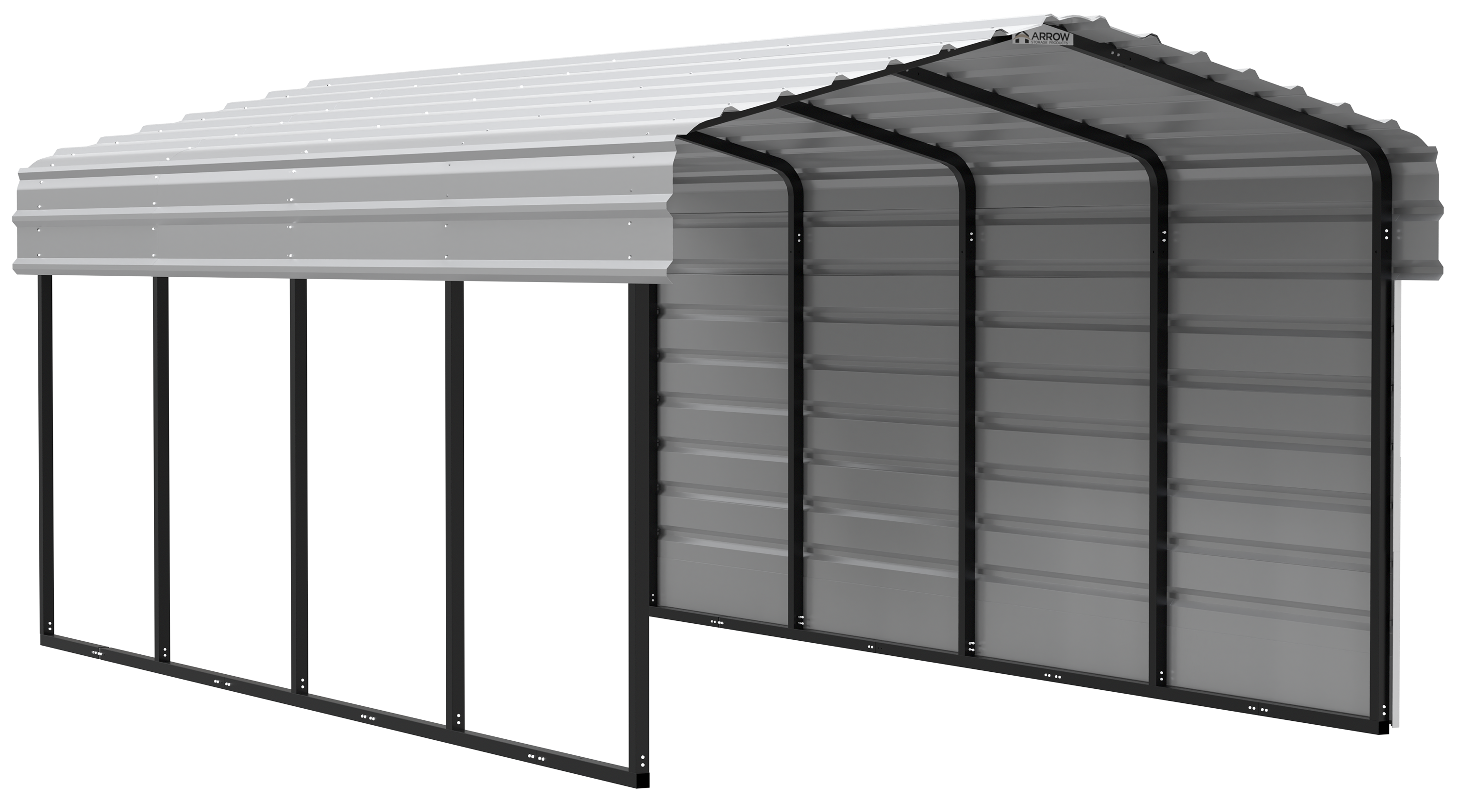 Arrow Arrow Steel Carport with 1 Side Wall Kit, 10X20X07