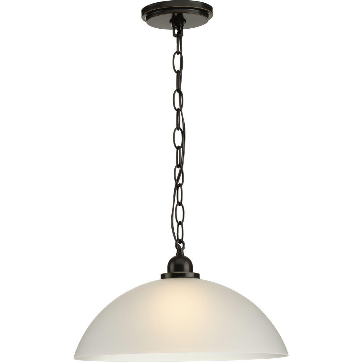 Progress Lighting, Classic Dome Pendant, 1-Light, Ceiling Light, Brushed Nickel, Etched Glass Shade